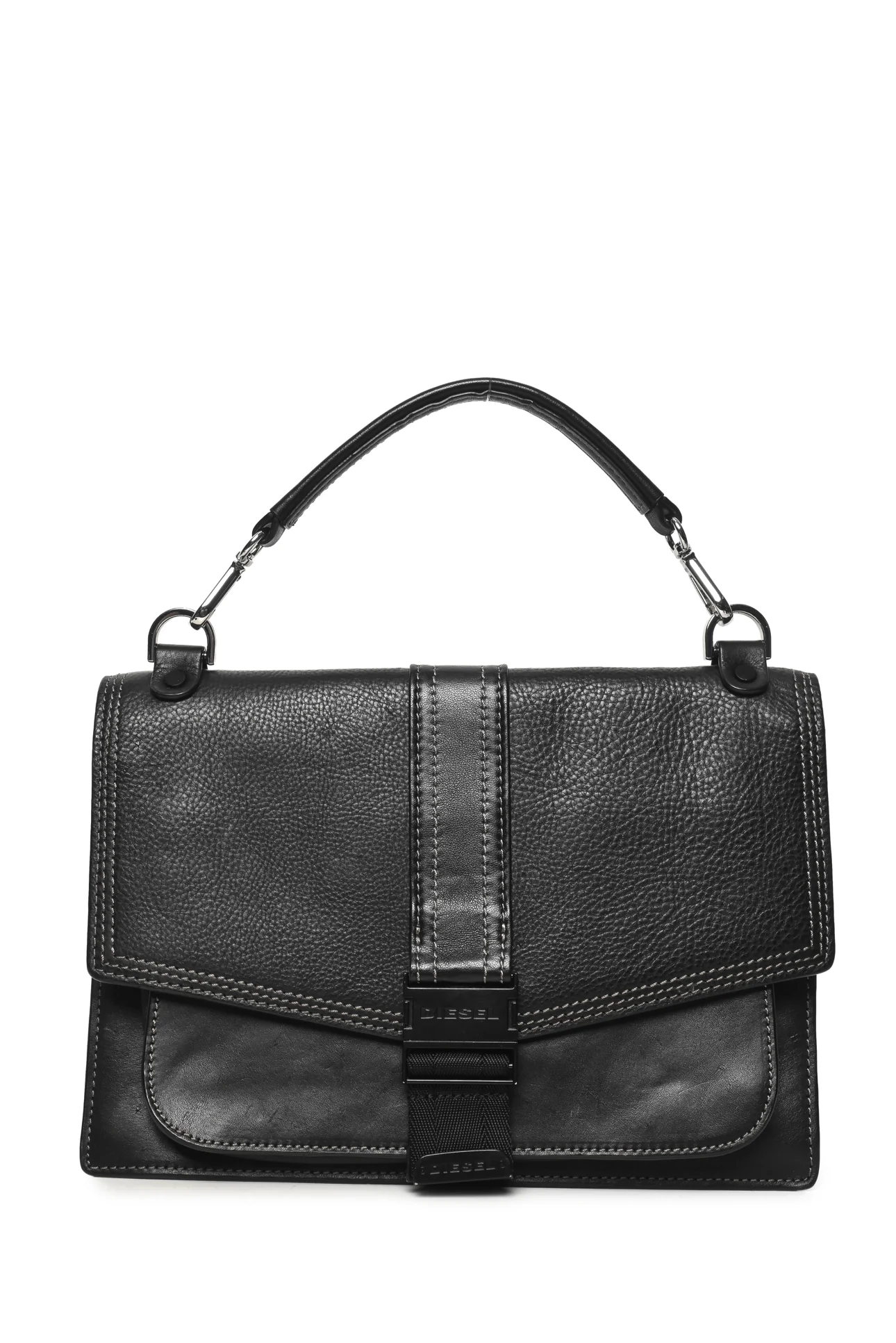 Diesel Miss-Match Grained & Smooth Leather Flap Crossbody