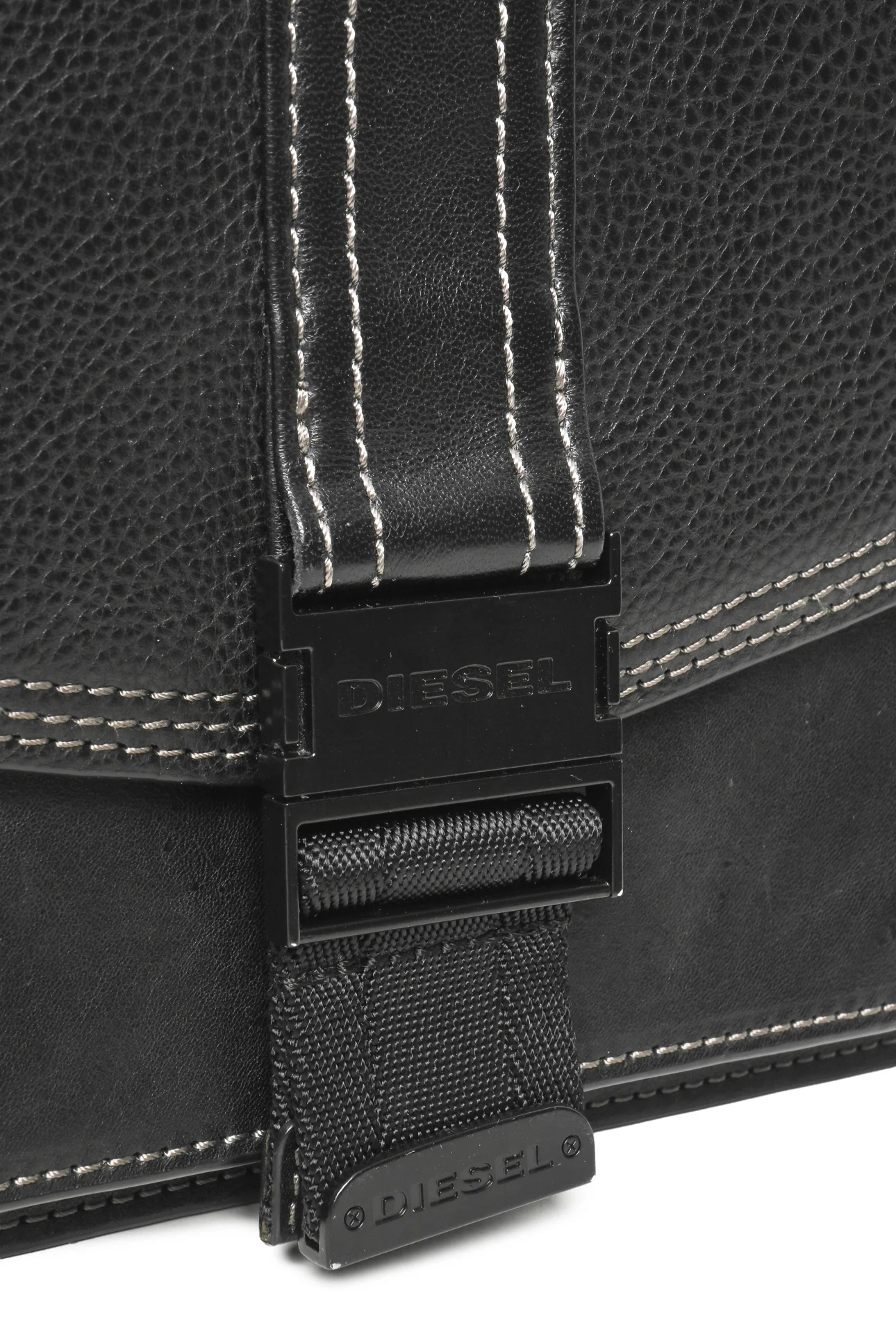 Diesel Miss-Match Grained & Smooth Leather Flap Crossbody - Image 6