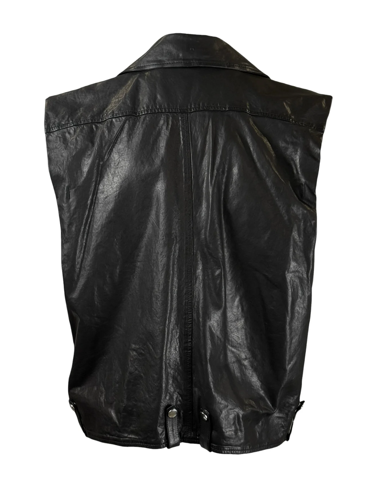 Diesel Size S L-Droppet Sleeveless Leather Jacket Vest - Image 2