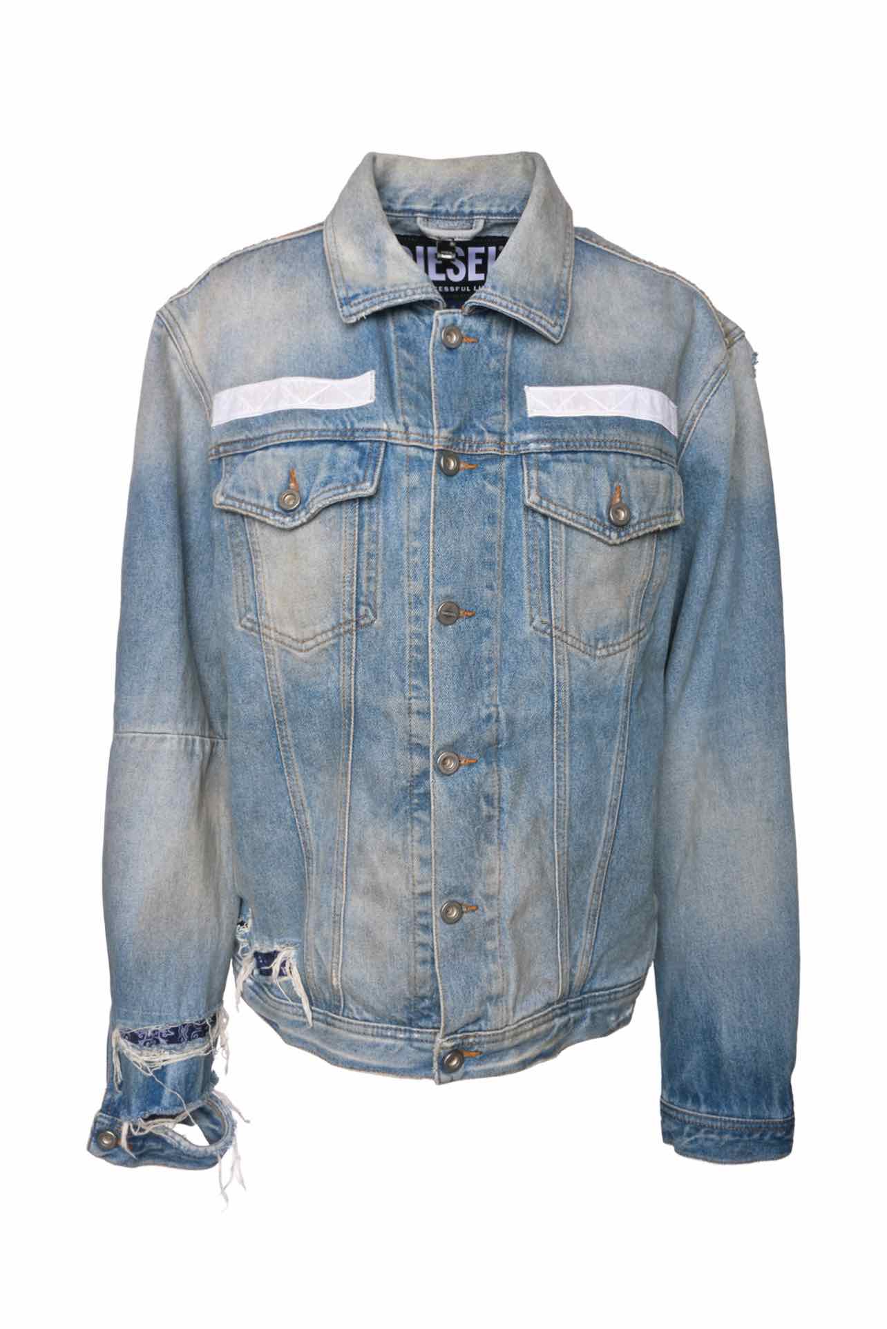 Diesel Size XL Men's Distressed Patchwork Denim Jacket