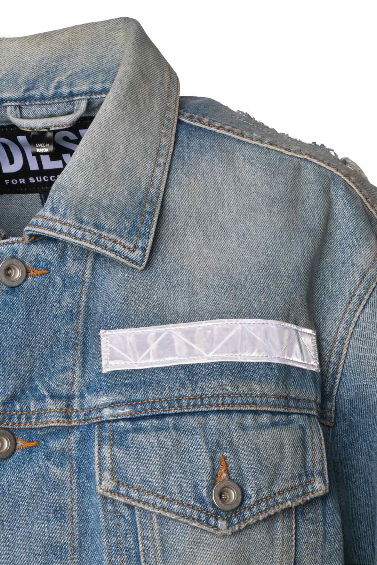 Diesel Size XL Men's Distressed Patchwork Denim Jacket - Image 3