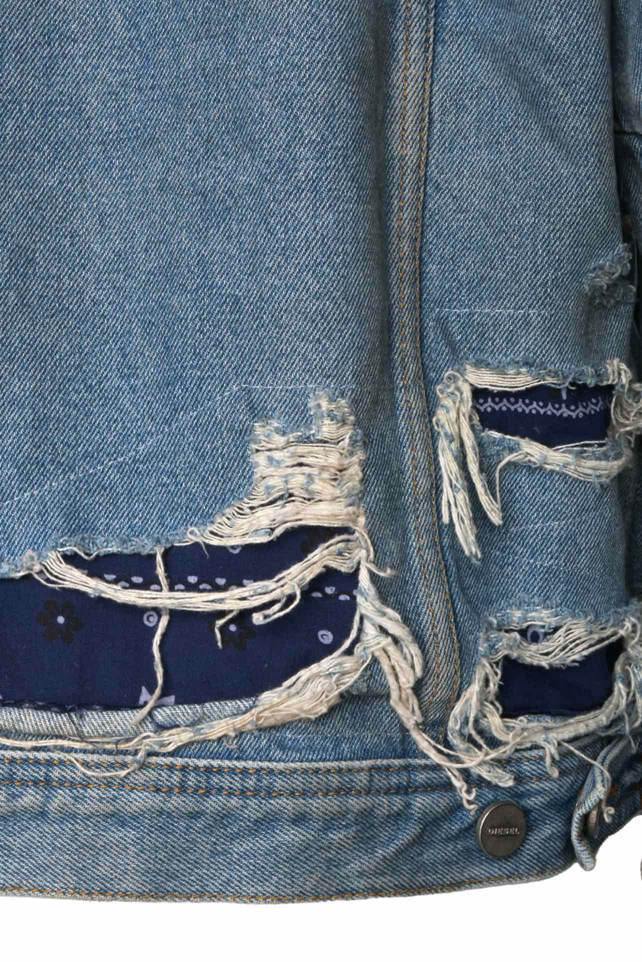 Diesel Size XL Men's Distressed Patchwork Denim Jacket - Image 4