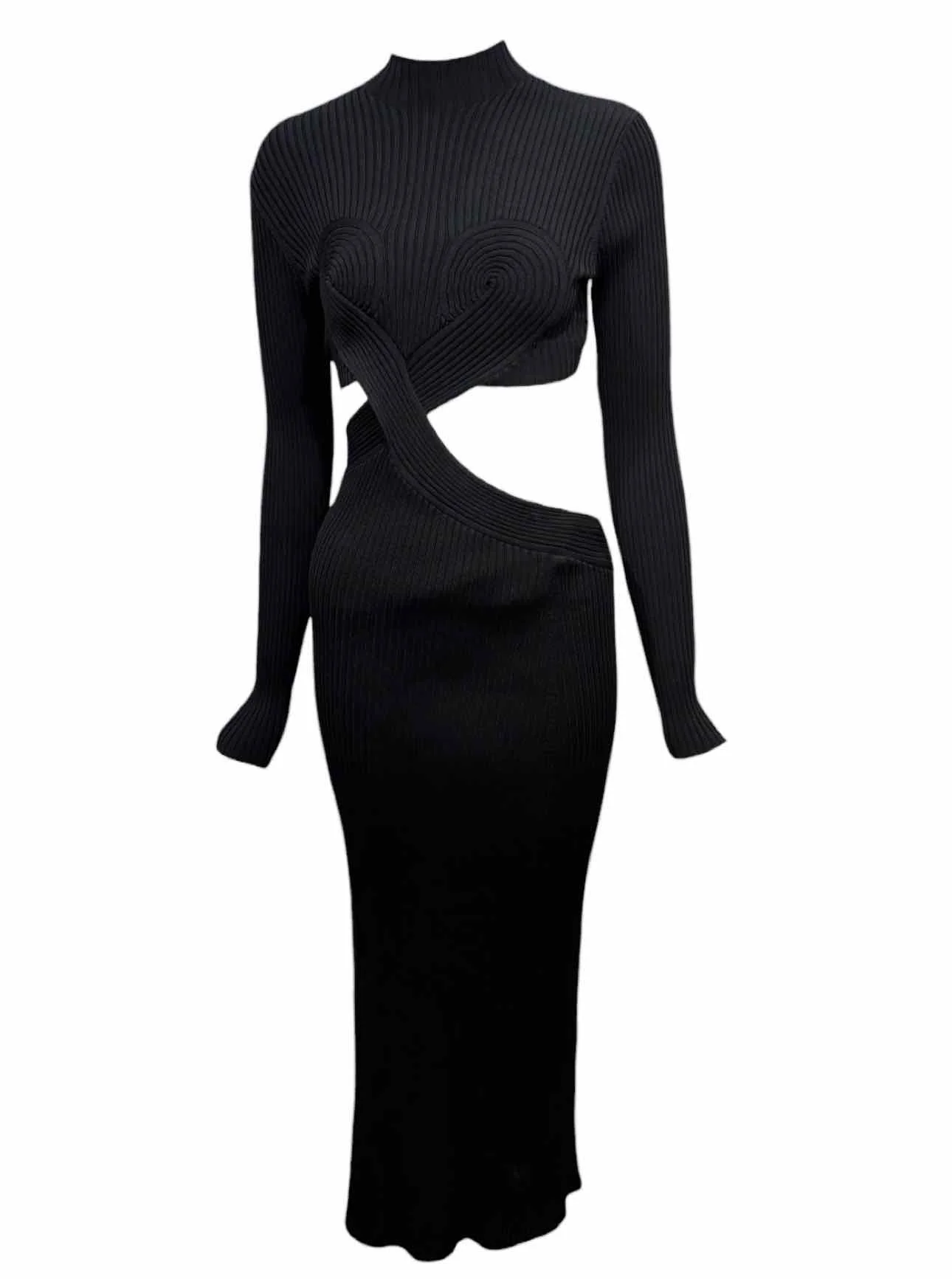 Dion Lee Size 6 Long Sleeve Ribbed Sculpted Dress