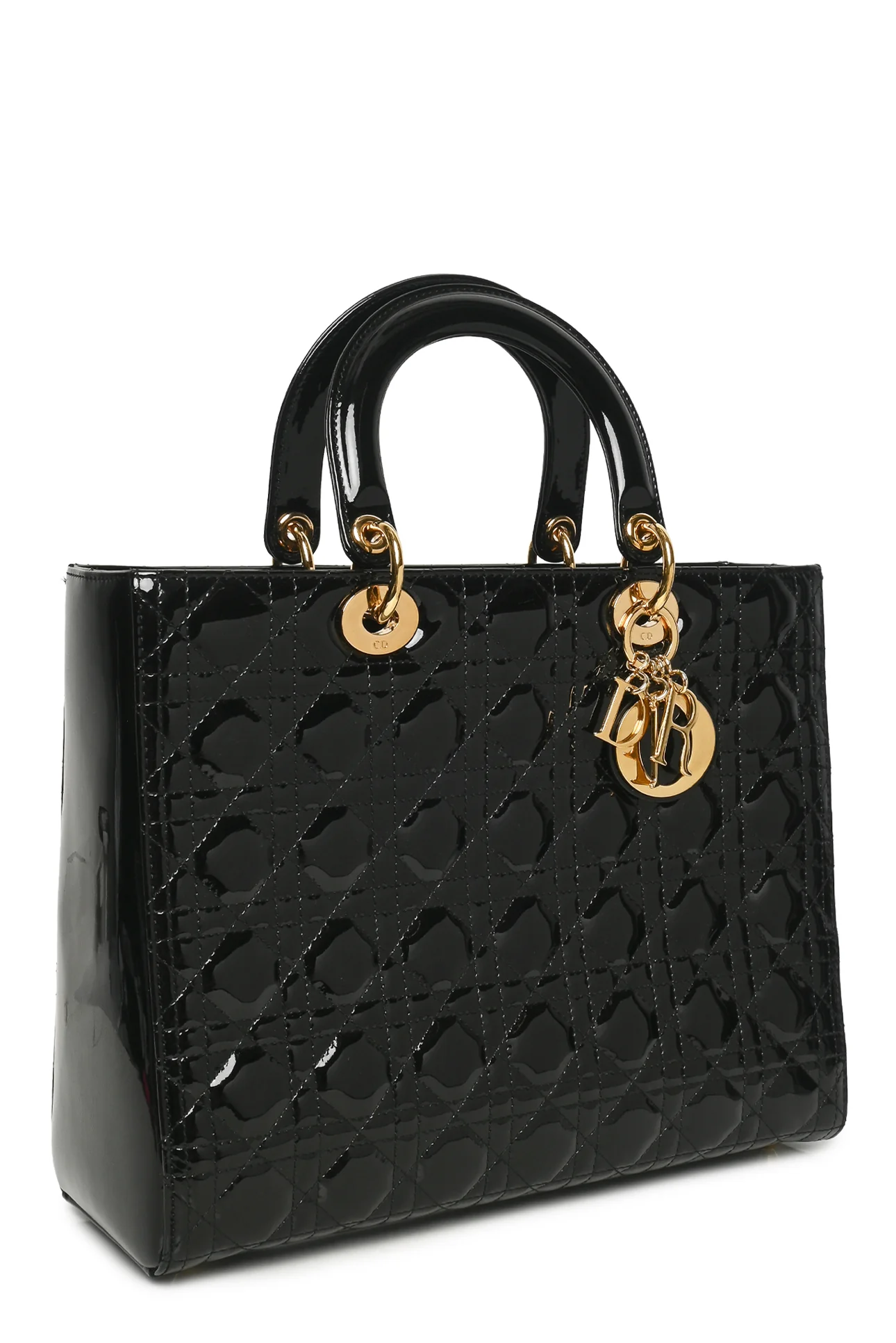 Dior 2012 Cannage Patent Leather Large Lady Dior Tote - Image 2