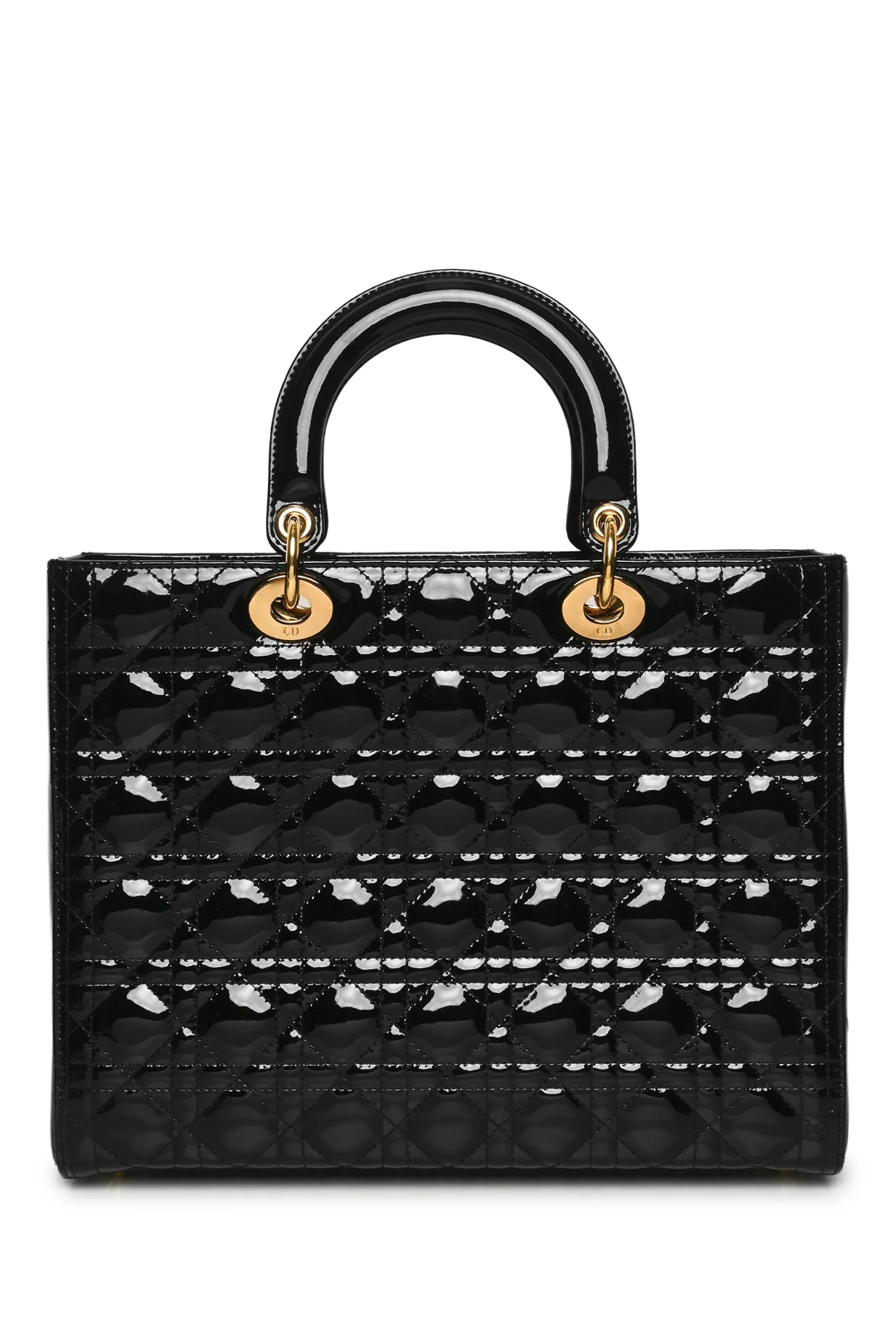 Dior 2012 Cannage Patent Leather Large Lady Dior Tote - Image 3
