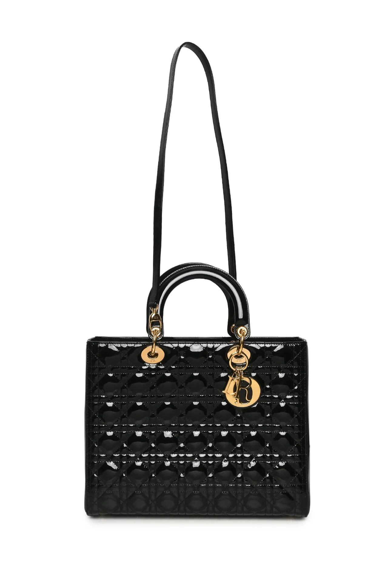 Dior 2012 Cannage Patent Leather Large Lady Dior Tote - Image 5