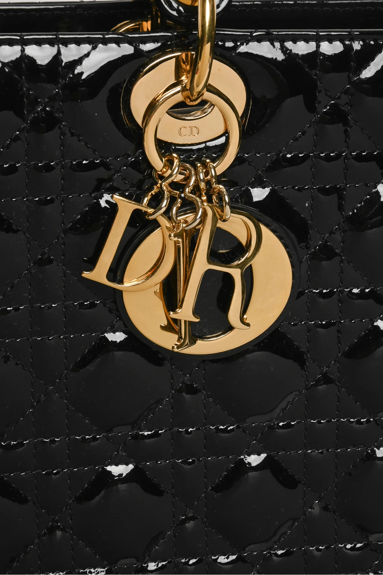 Dior 2012 Cannage Patent Leather Large Lady Dior Tote - Image 6