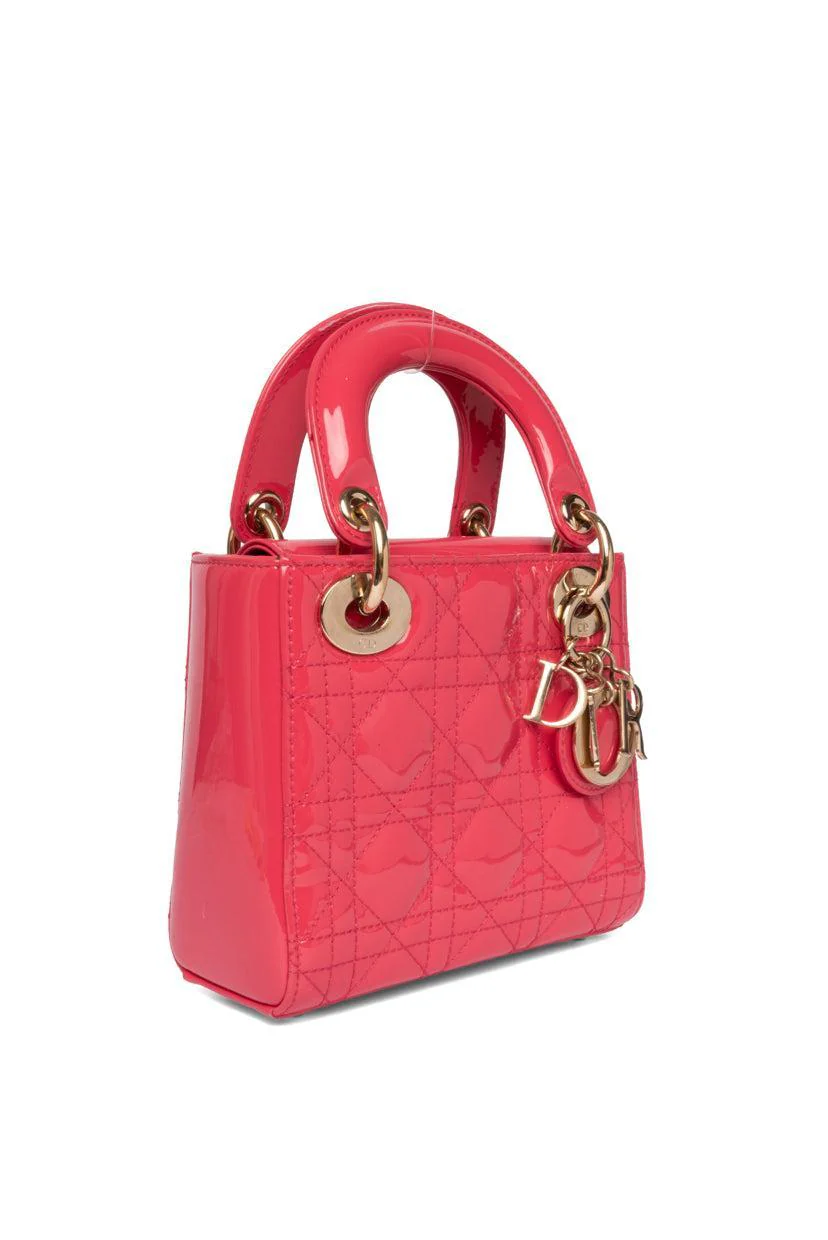 Dior 2021 Cannage Patent Leather Mini Lady Dior Tote - Image 2