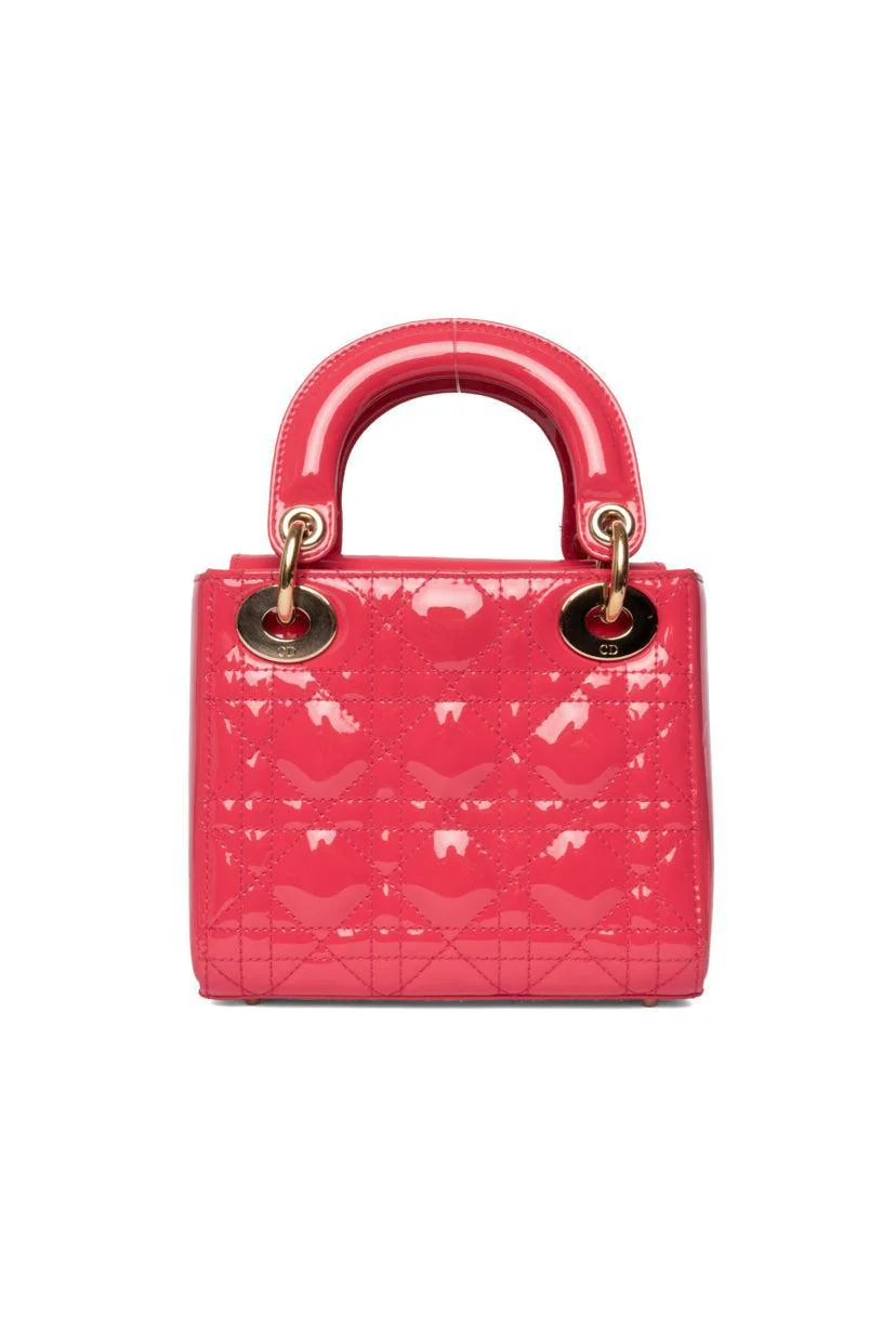 Dior 2021 Cannage Patent Leather Mini Lady Dior Tote - Image 3