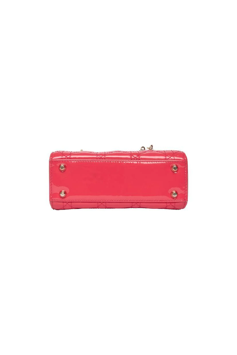 Dior 2021 Cannage Patent Leather Mini Lady Dior Tote - Image 4