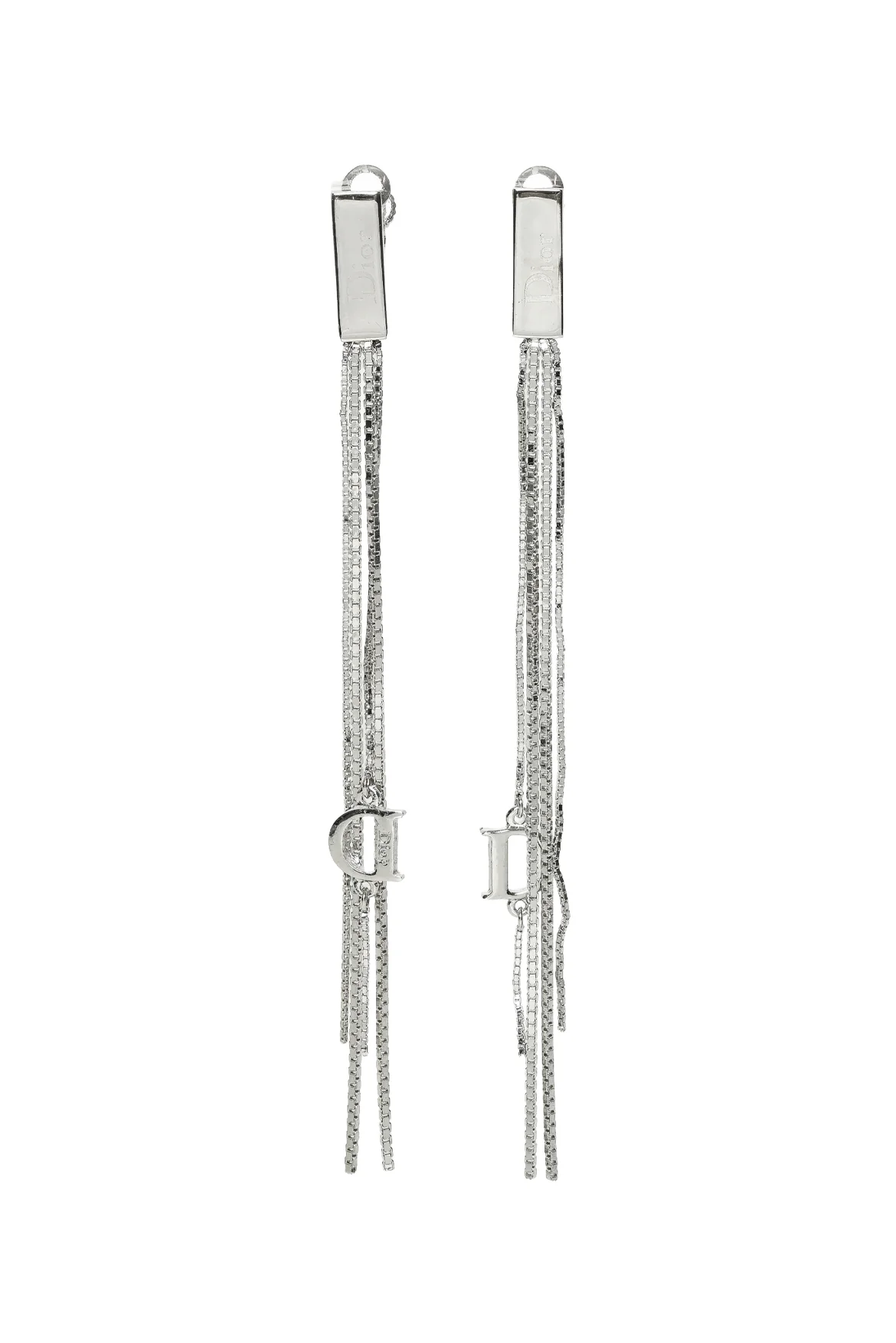 Dior Multi Strand Logo Dangle Clip On Earrings