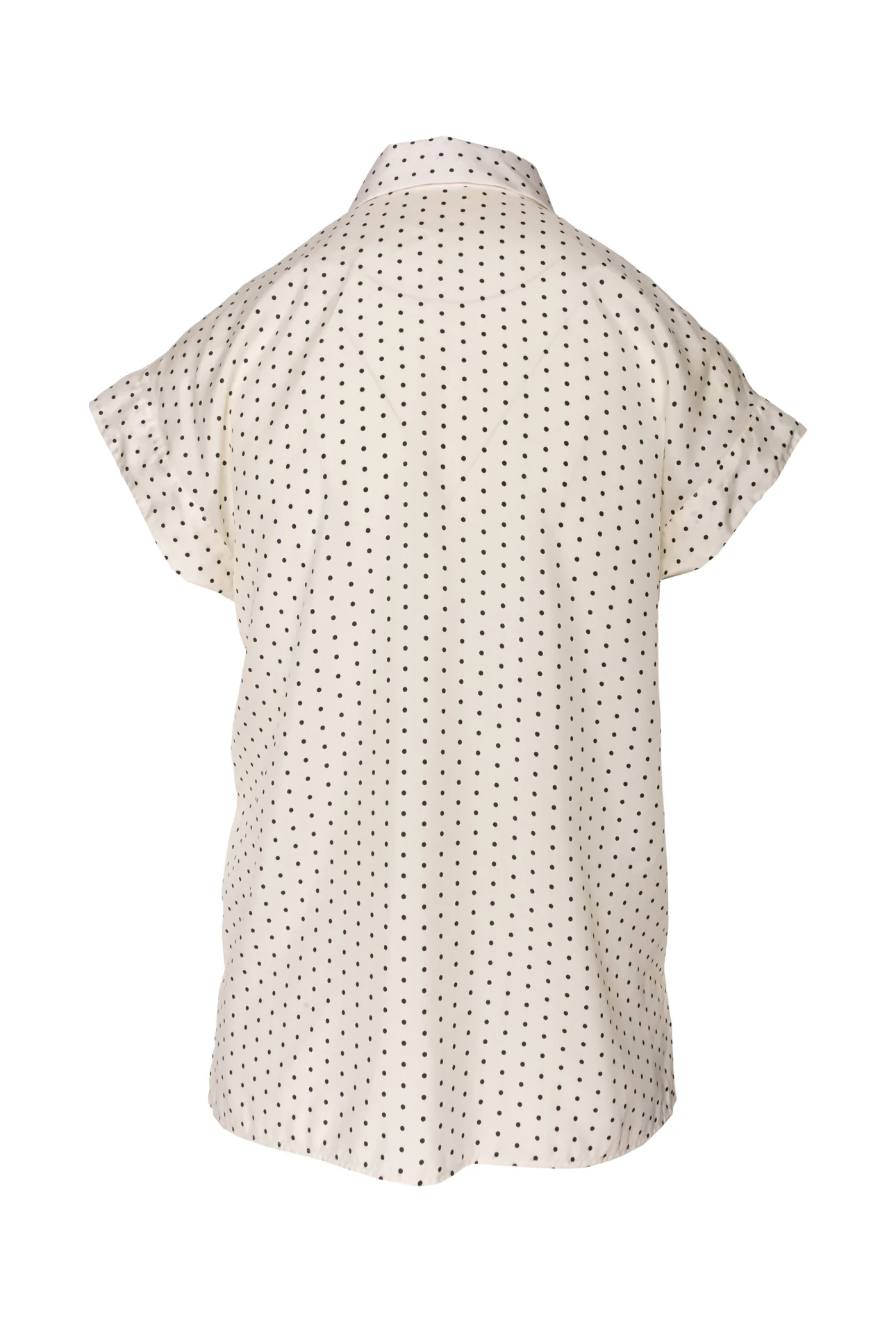 Dior Size 2 Polkadot Silk Short Sleeve Blouse - Image 2
