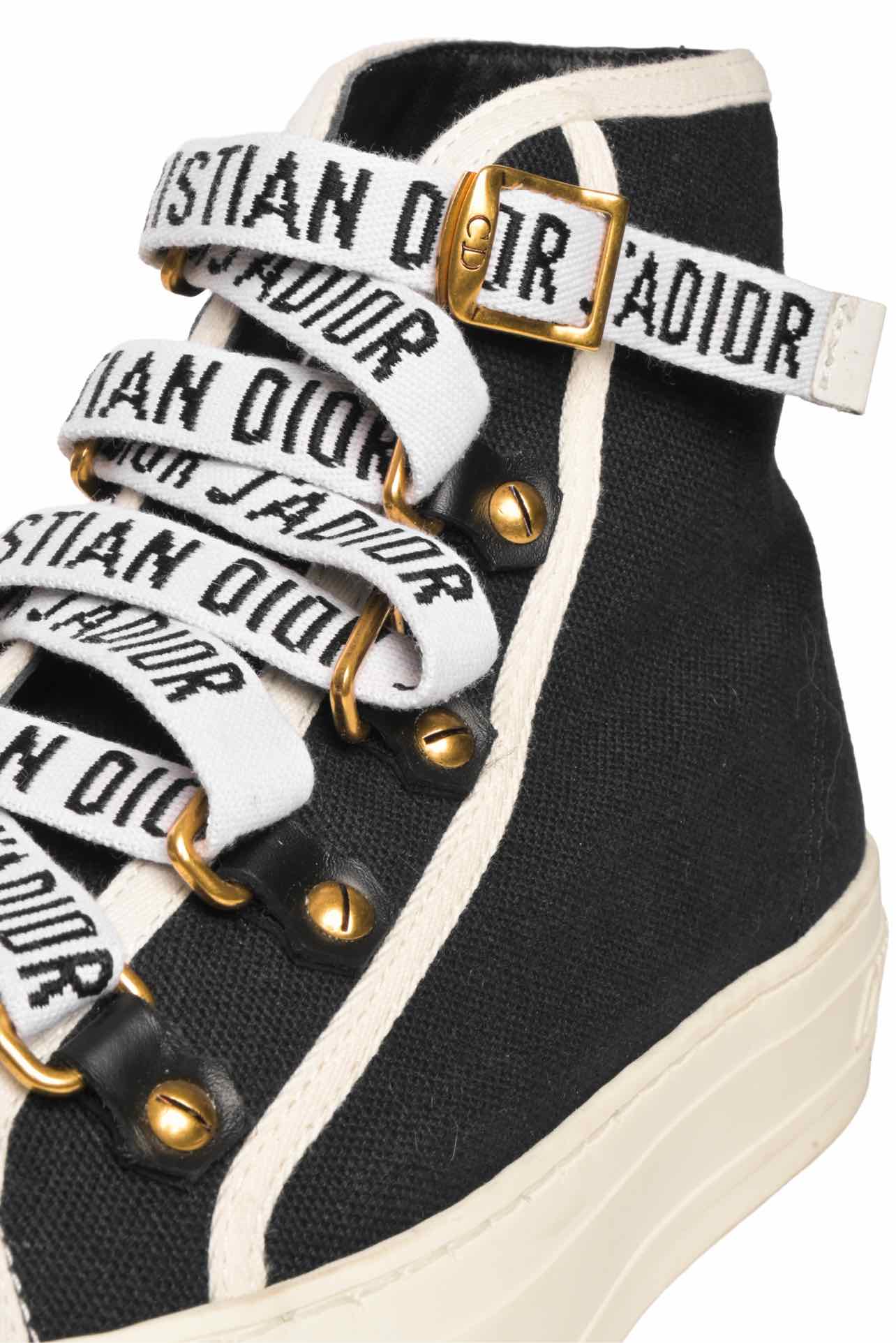 Dior Size 35 Canvas High Top Walk'N'Dior Sneaker - Image 4