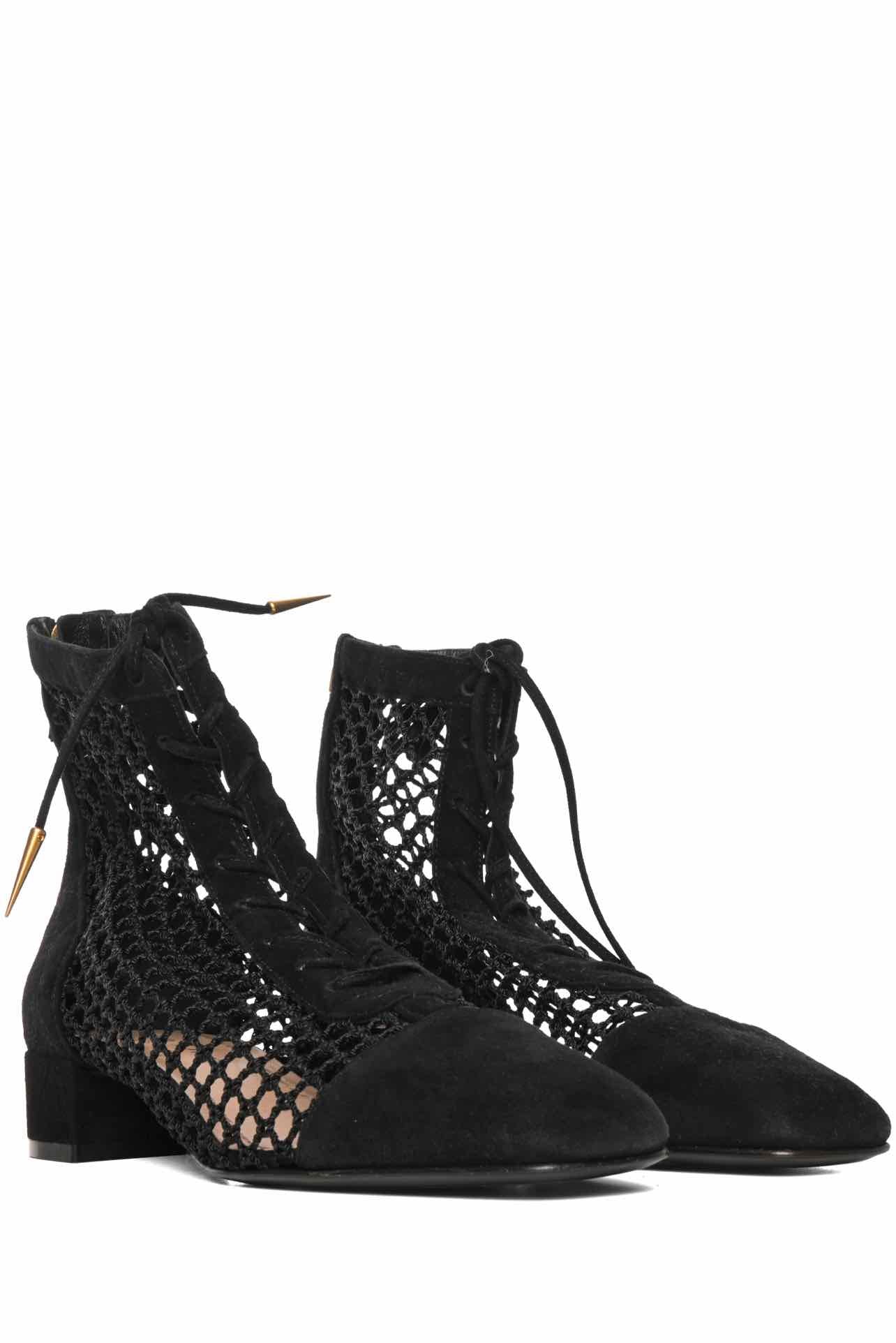 Dior Size 35 Suede & Fishnet Naughtily-D Ankle Boots - Image 2