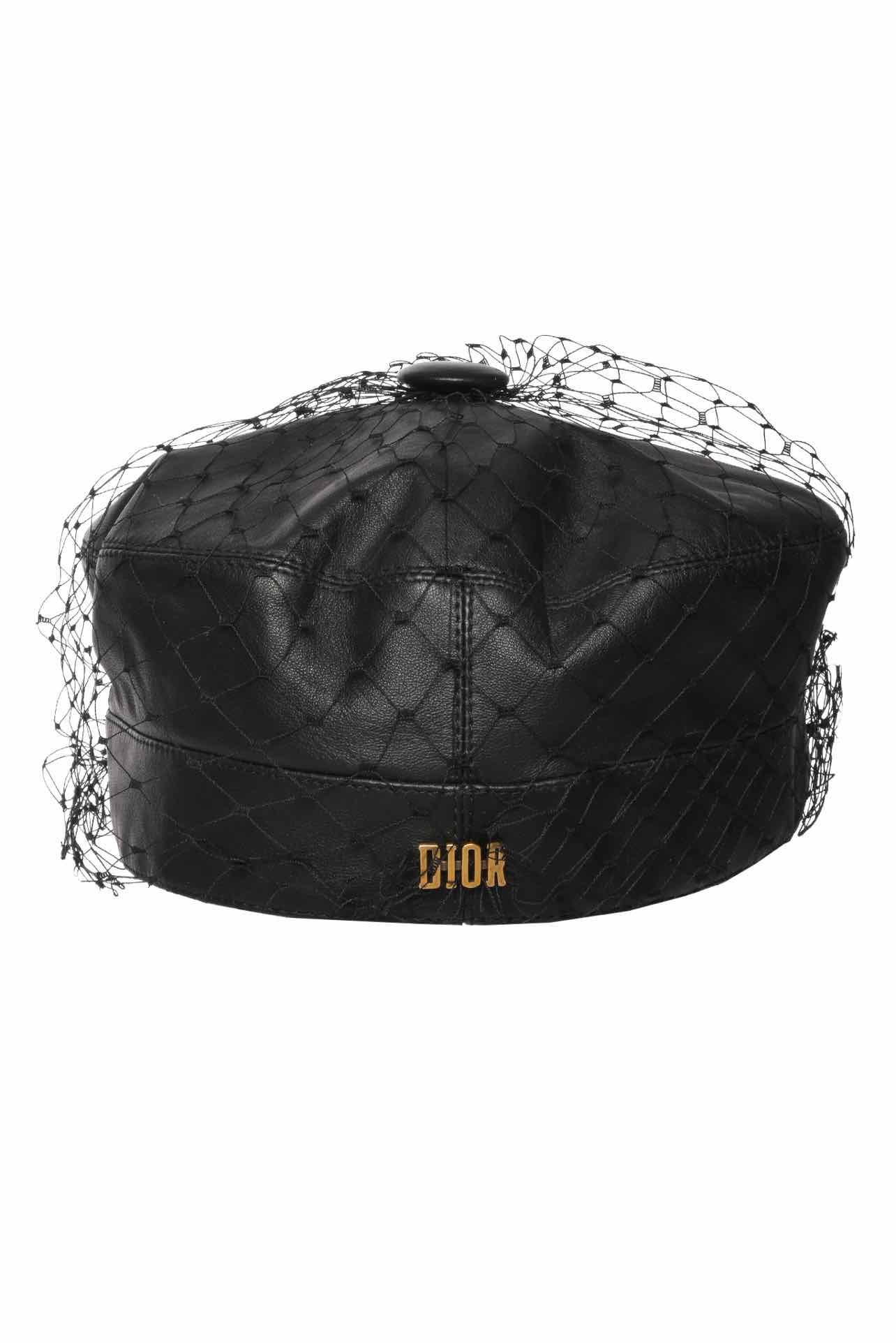Dior Size 58 Newsboy Leather Mesh Overlay Hat - Image 3