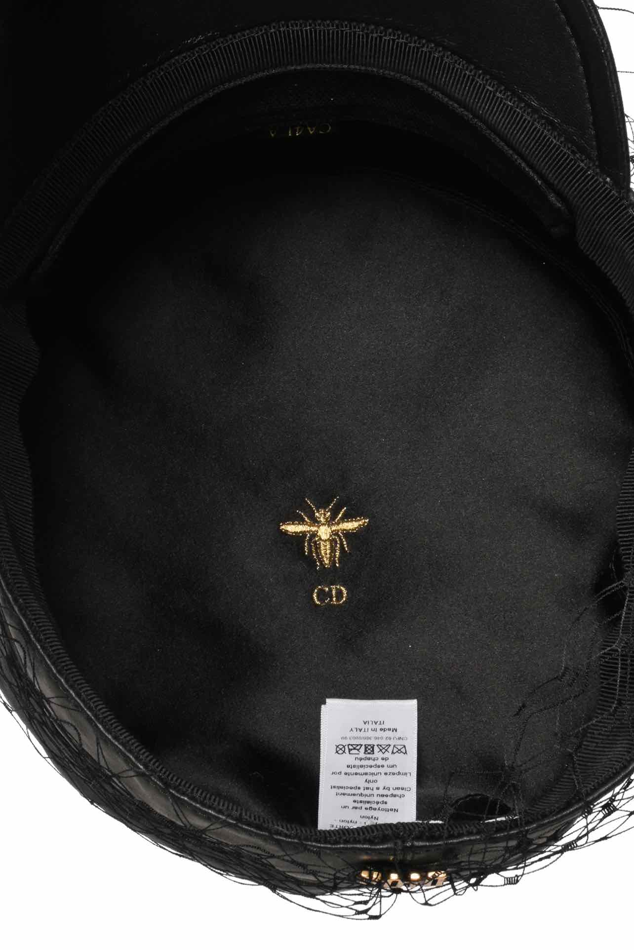 Dior Size 58 Newsboy Leather Mesh Overlay Hat - Image 4