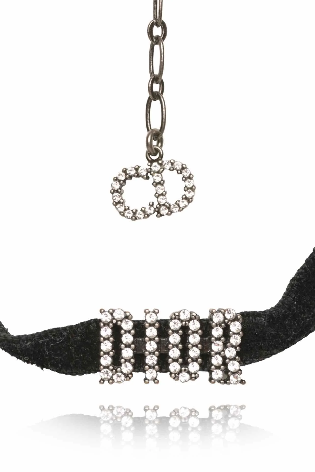 Dior Velvet & Crystal Embellished Dior Choker Necklace