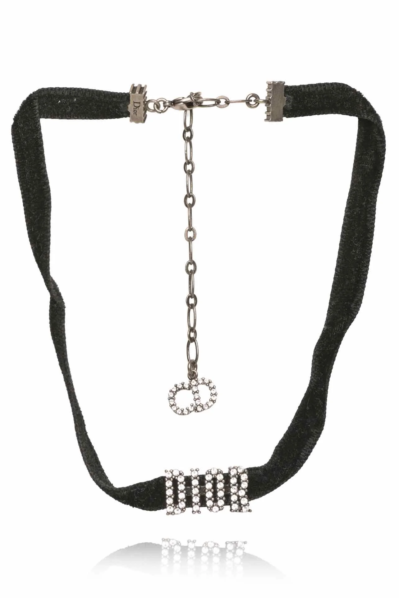 Dior Velvet & Crystal Embellished Dior Choker Necklace - Image 2