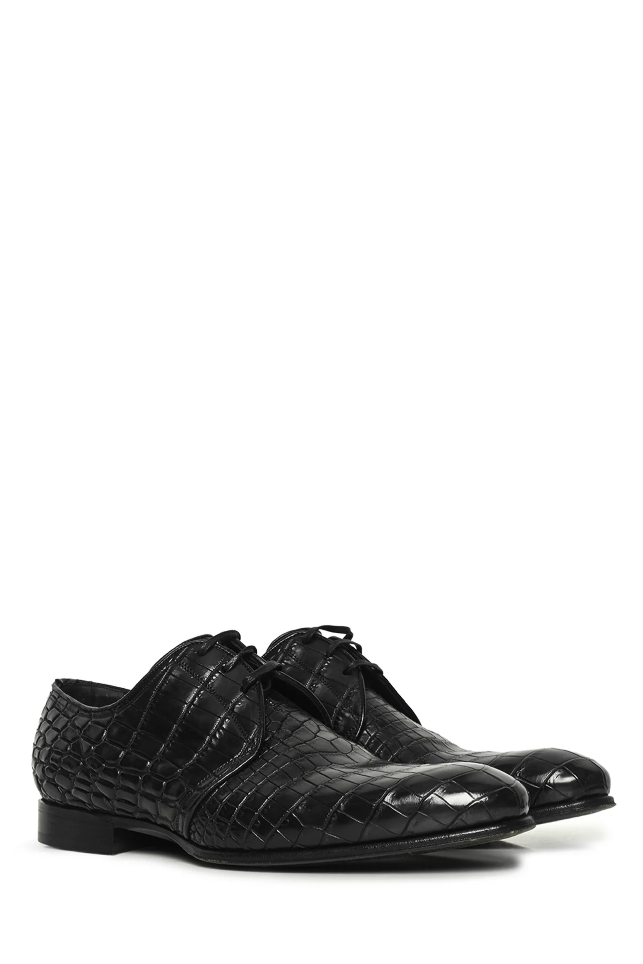 Dolce & Gabbana Men's Size 6.5 Croc Leather Derby Shoes - Image 2