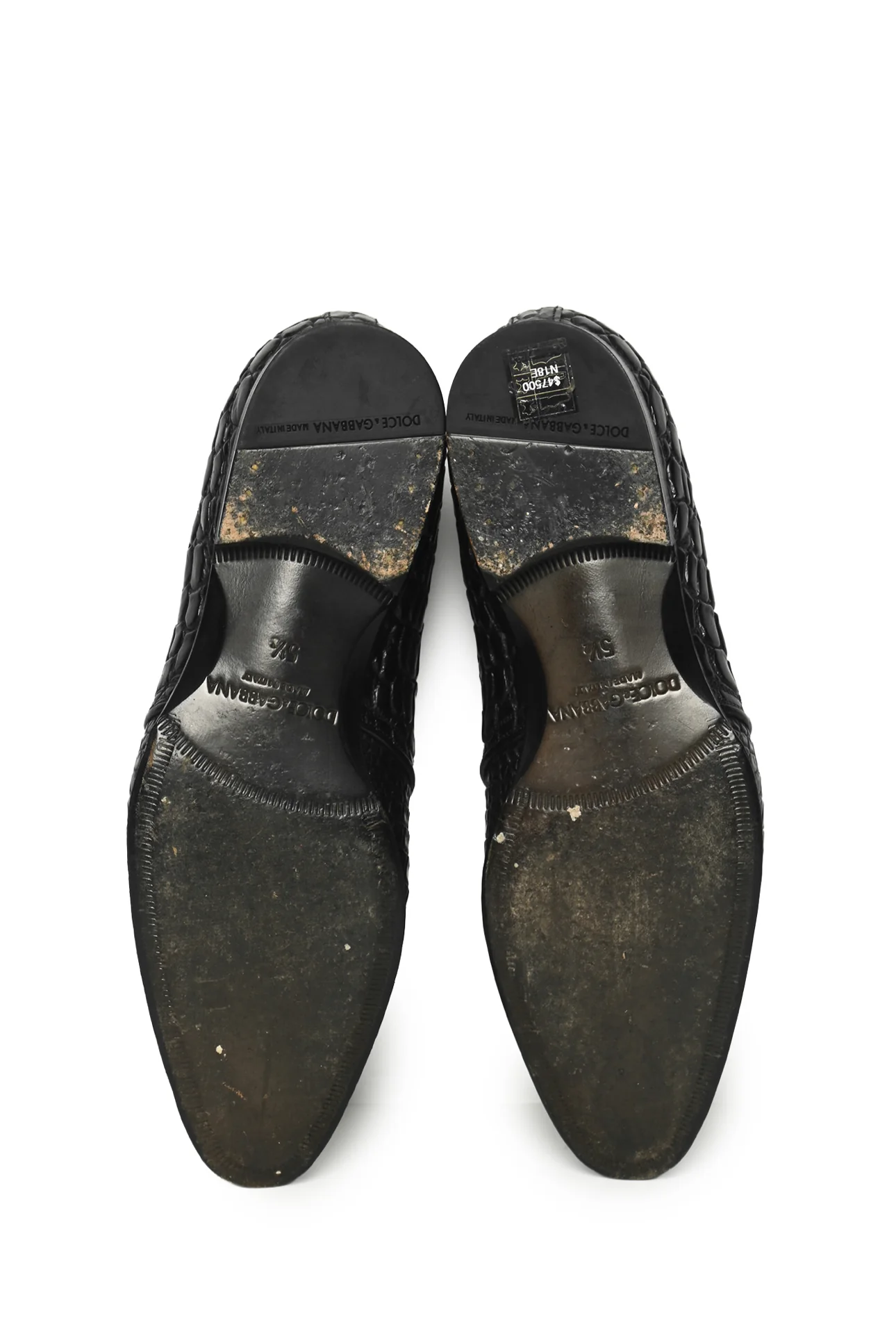 Dolce & Gabbana Men's Size 6.5 Croc Leather Derby Shoes - Image 6