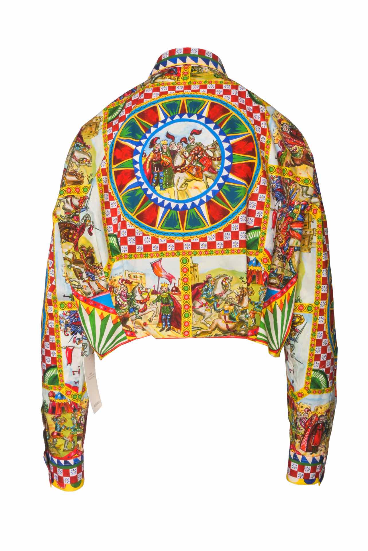 Dolce & Gabbana Size 12 Carretto Print Cropped Shirt - Image 2