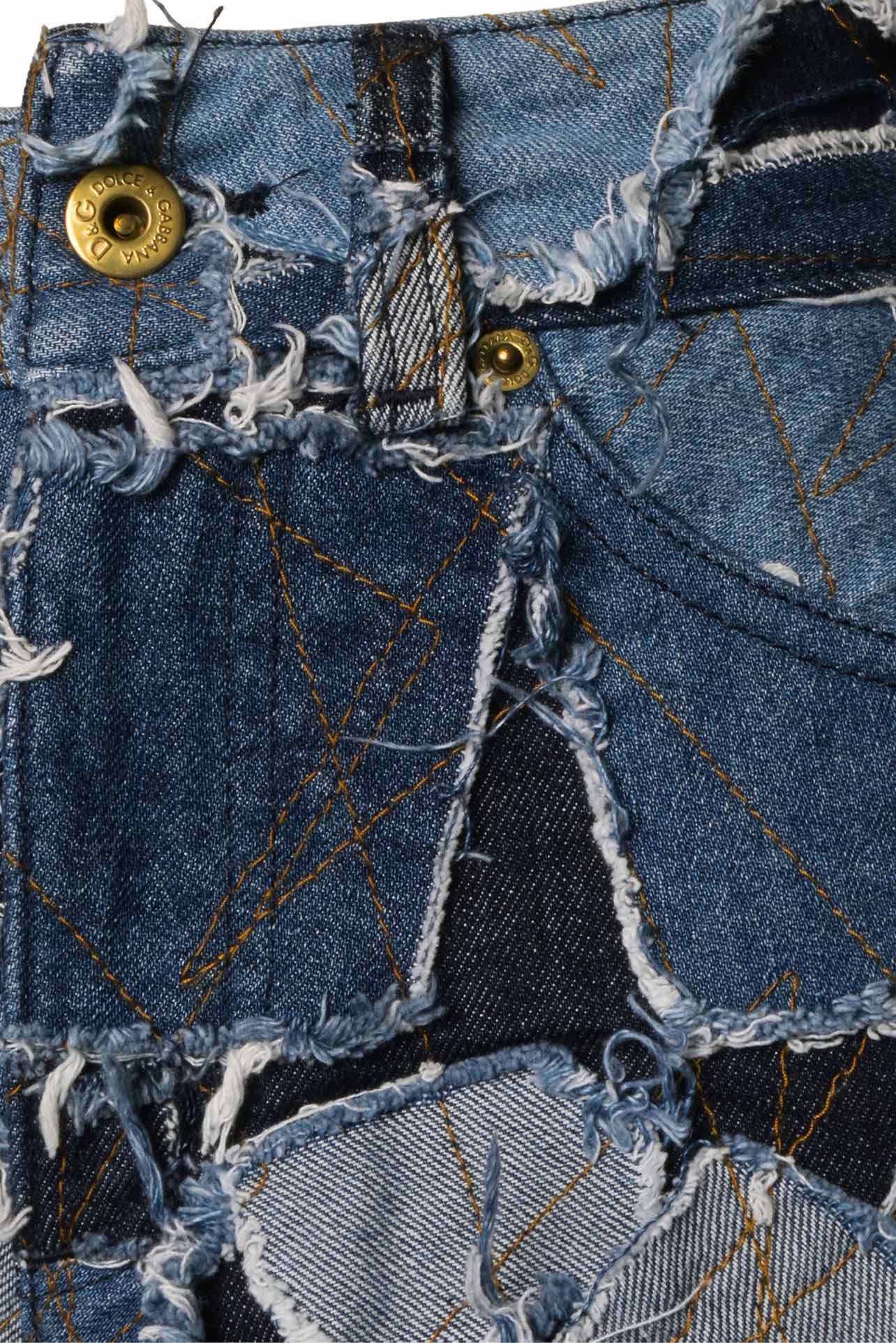 Dolce & Gabbana Size 25 Collection Patchwork Denim Shorts - Image 3