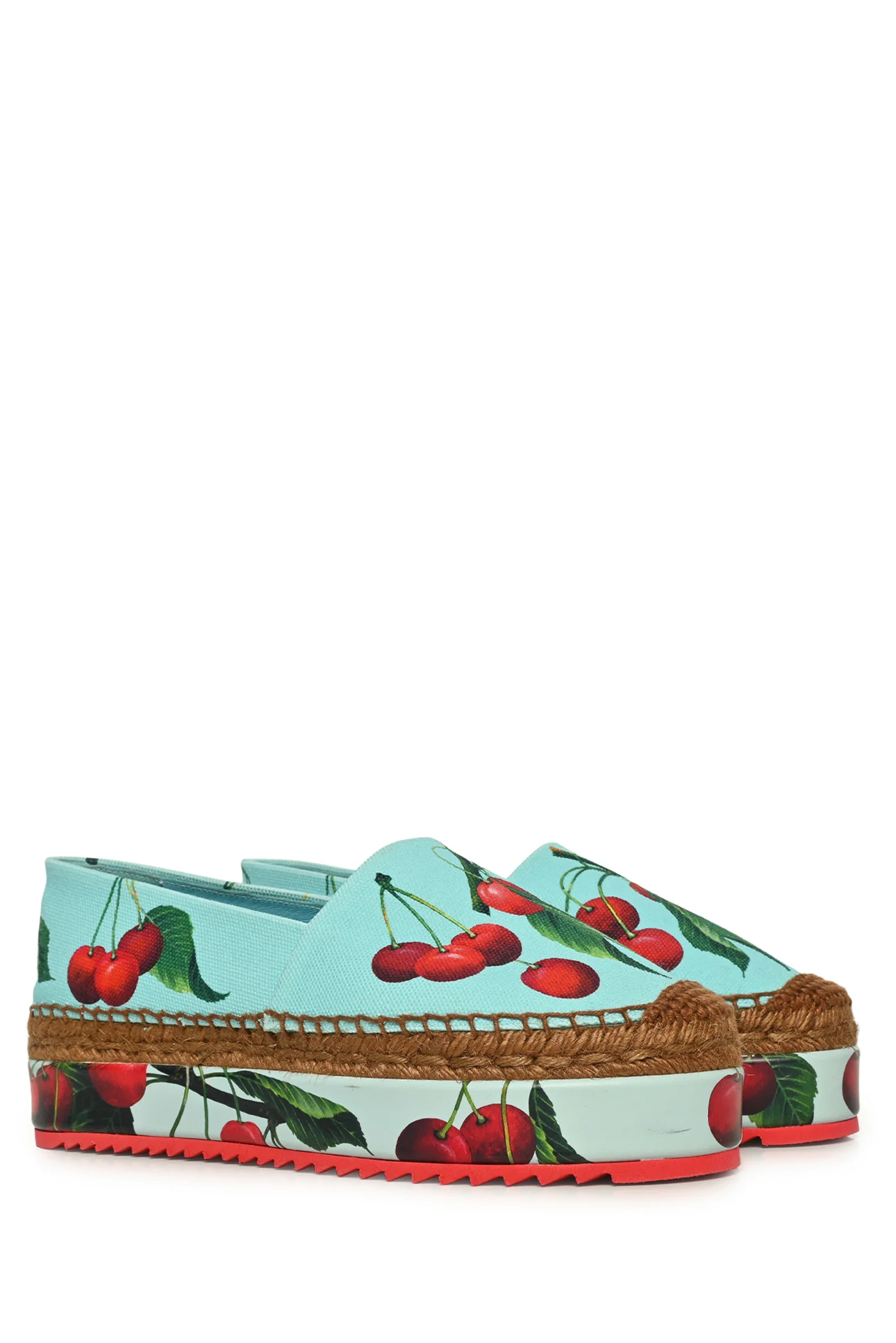 Dolce & Gabbana Size 36 Cherry Print Platform Espadrille Flats - Image 2