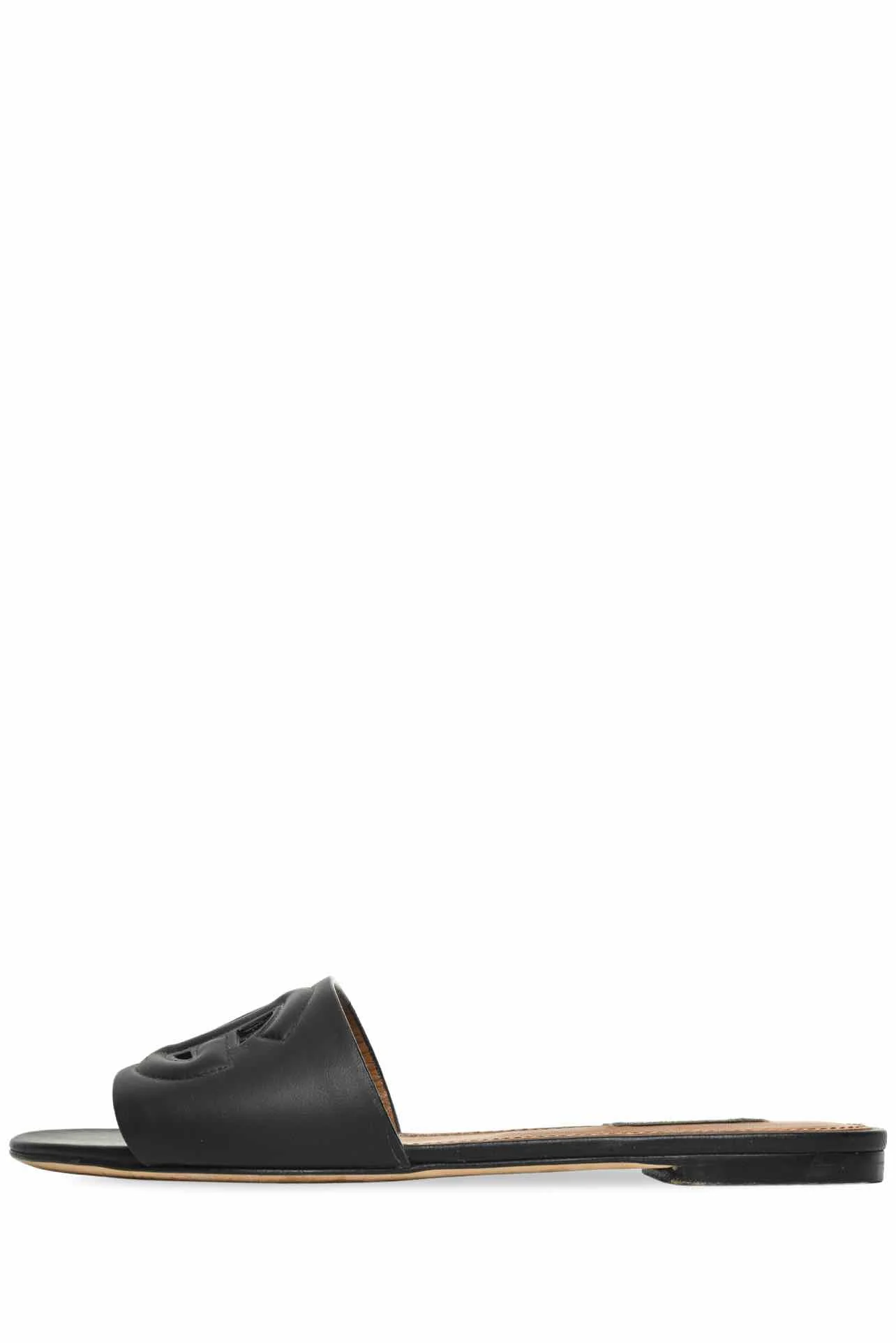 Dolce & Gabbana Size 37.5 Bianca Cutout Leather Slides - Image 3
