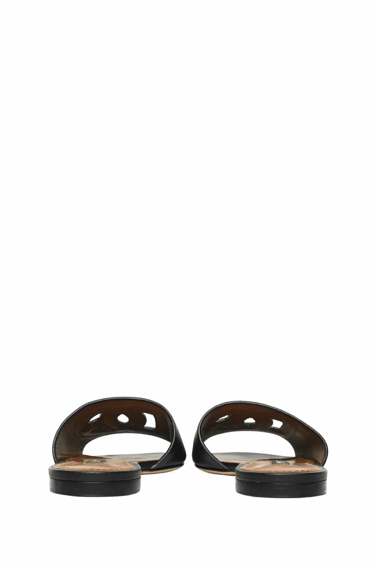 Dolce & Gabbana Size 37.5 Bianca Cutout Leather Slides - Image 4