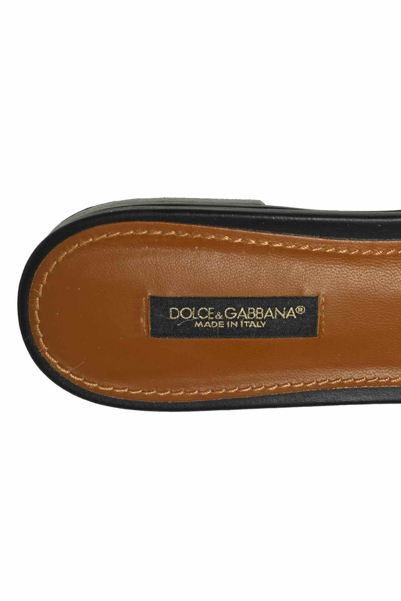 Dolce & Gabbana Size 37.5 Bianca Cutout Leather Slides - Image 5