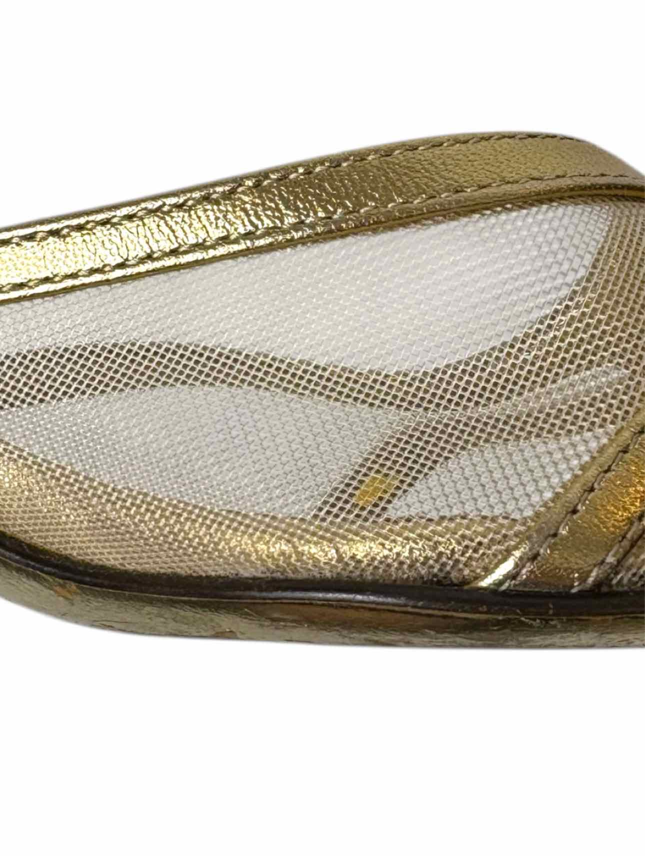 Dolce & Gabbana Size 37.5 Metallic Gold Leather Mules - Image 10