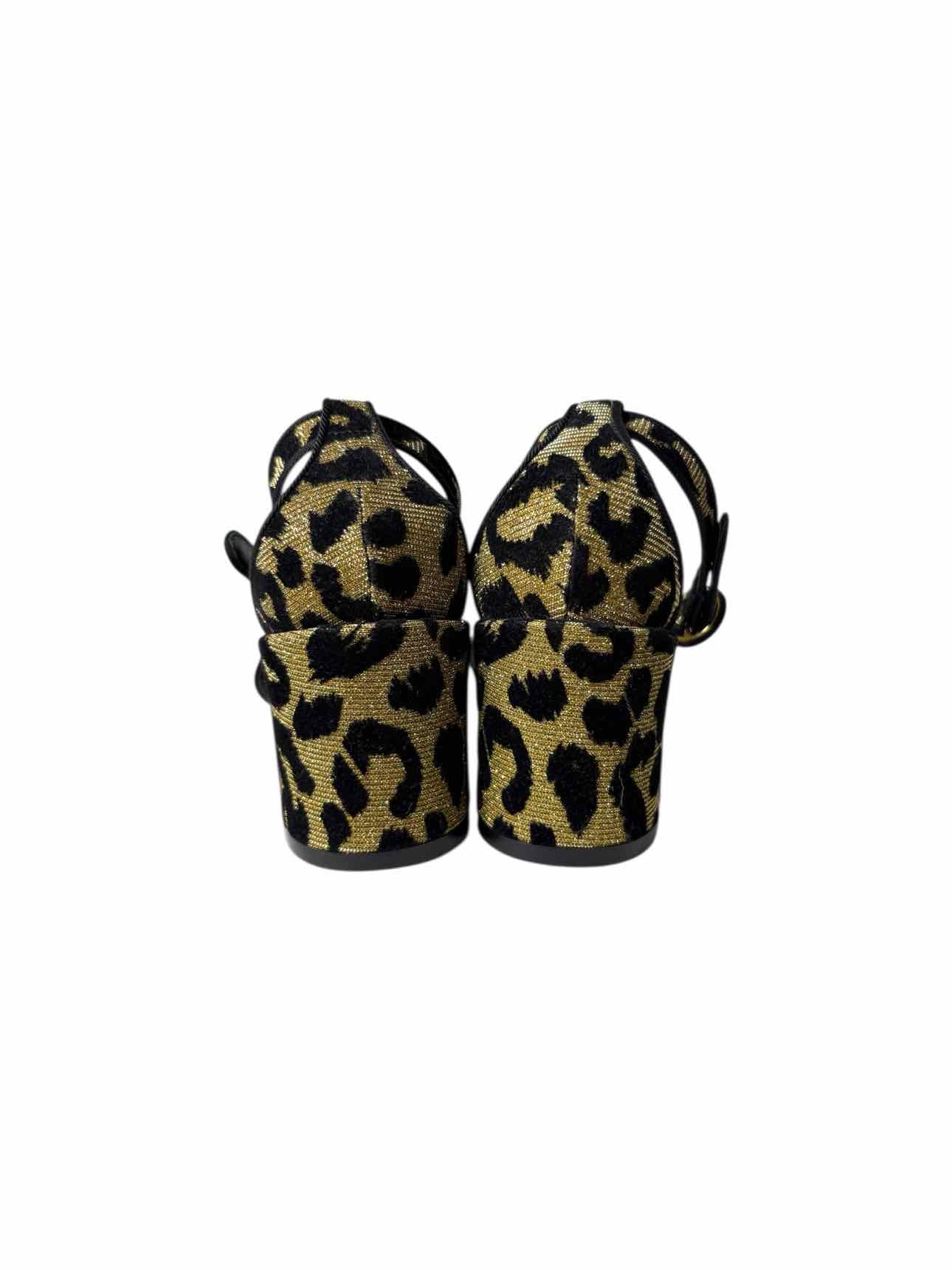 Dolce & Gabbana Size 37 Leopard & Gold Sparkle Sandals - Image 4
