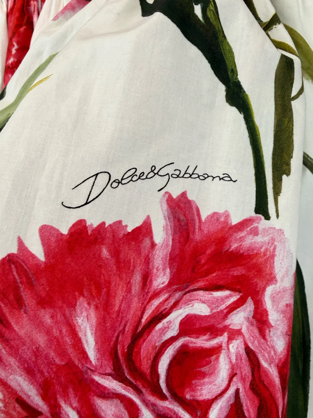 Dolce & Gabbana Size 38 Off The Shoulder Carnation Print Mini Dress - Image 3