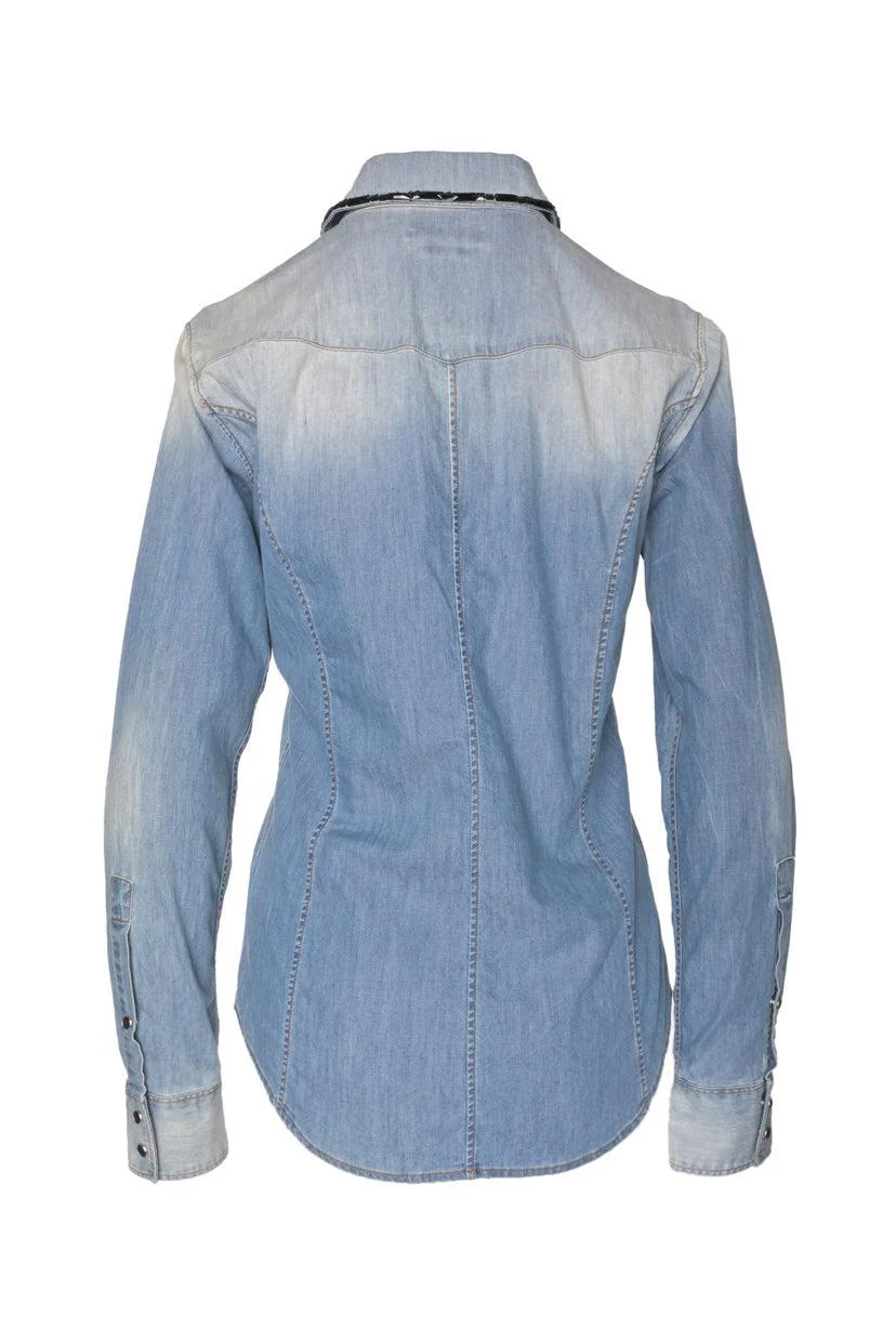 Dolce & Gabbana Size 38 Western Denim Embellished Men's Shirt Long Sleeve - Image 2