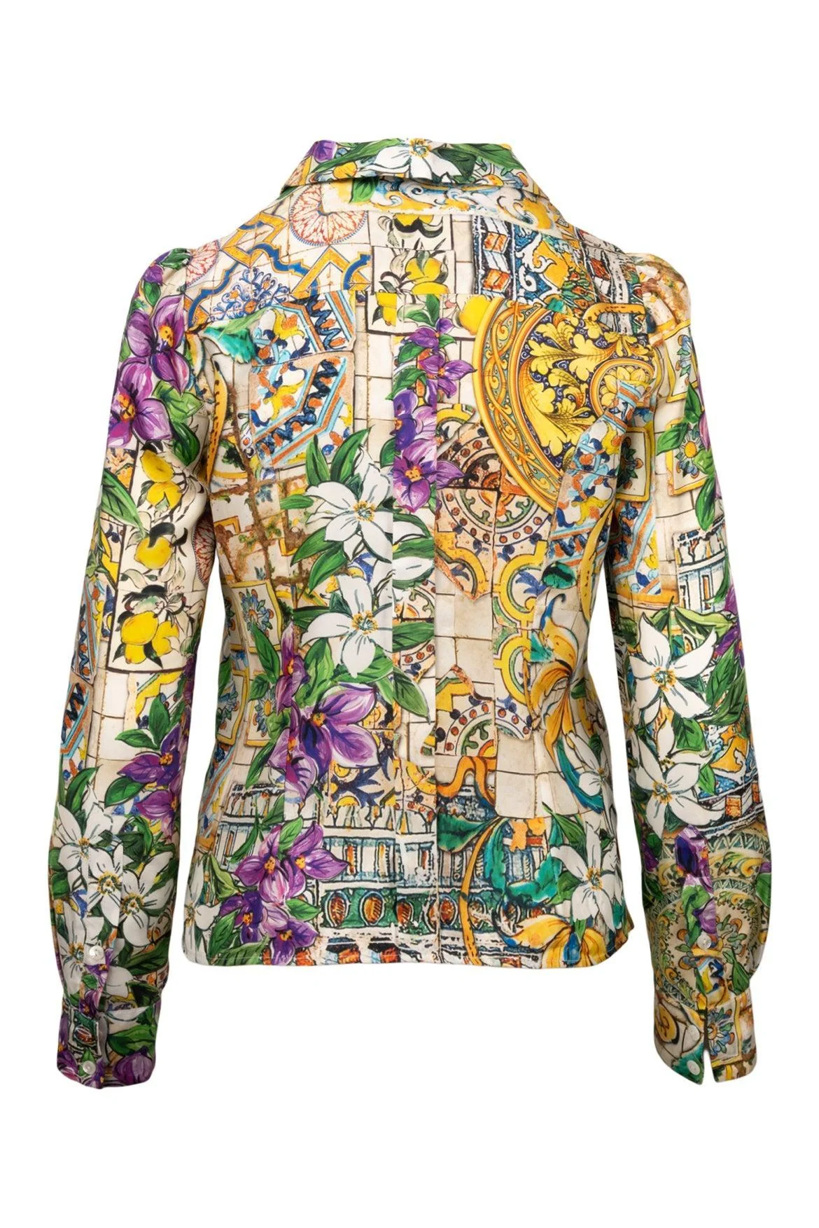 Dolce & Gabbana Size 40 Floral Print Silk Twill Blouse - Image 2