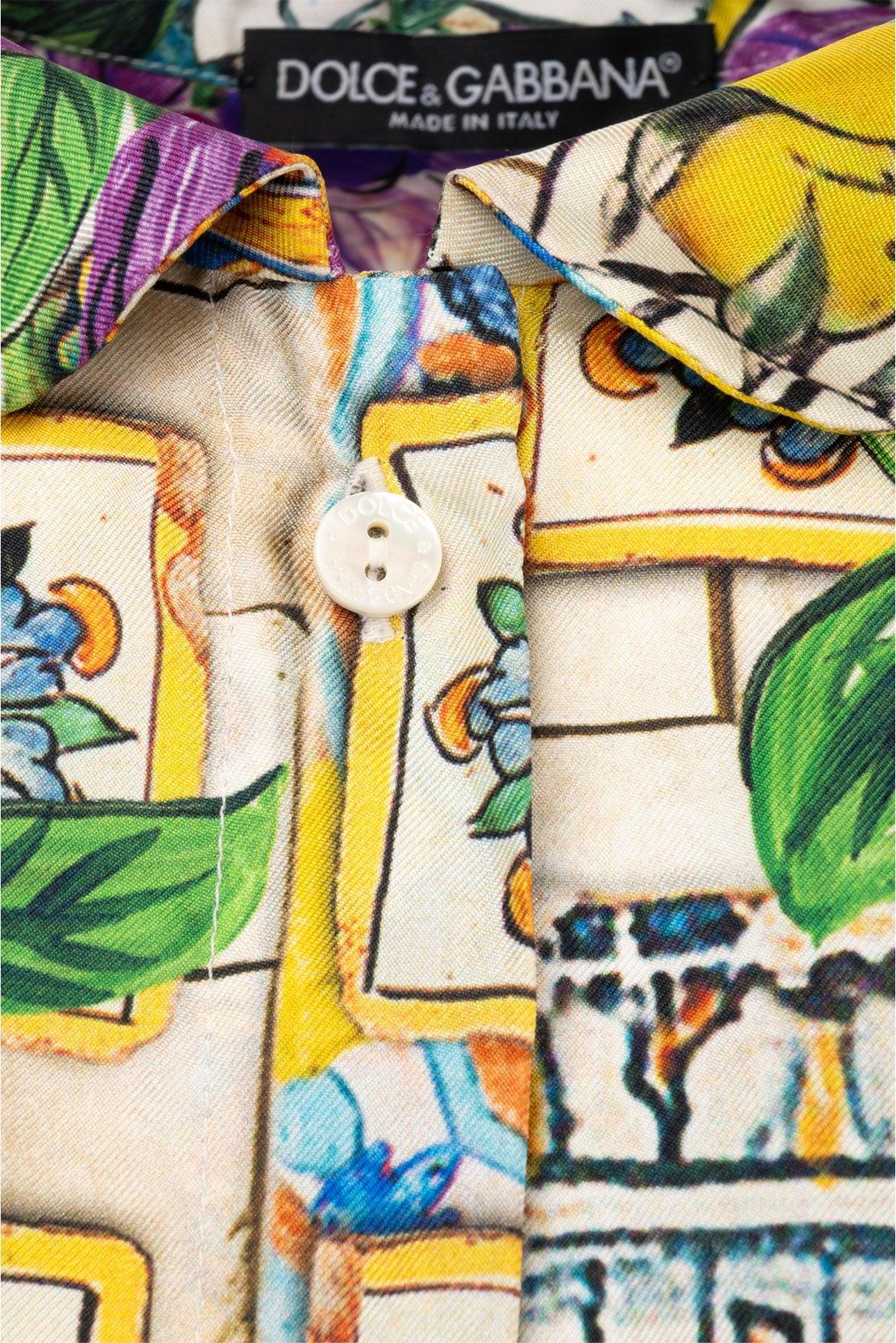 Dolce & Gabbana Size 40 Floral Print Silk Twill Blouse - Image 3