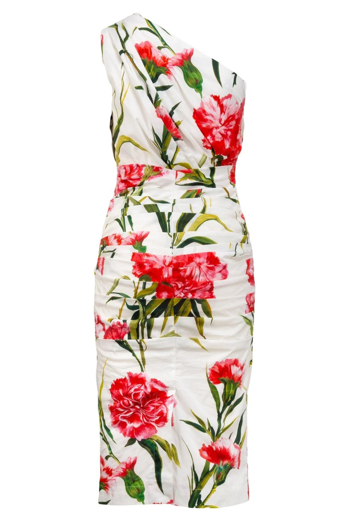 Dolce & Gabbana Size 42 Carnation Print One Shoulder Dress - Image 2