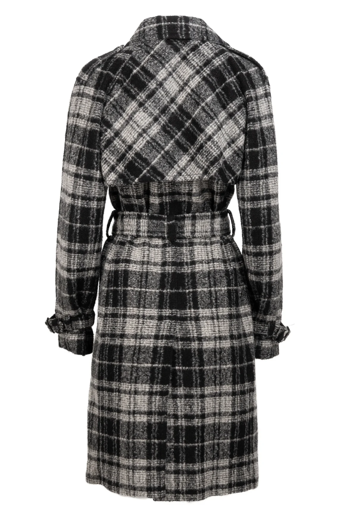 Dolce & Gabbana Size 44 Check Print Double-Breasted Wool Trench Coat - Image 2