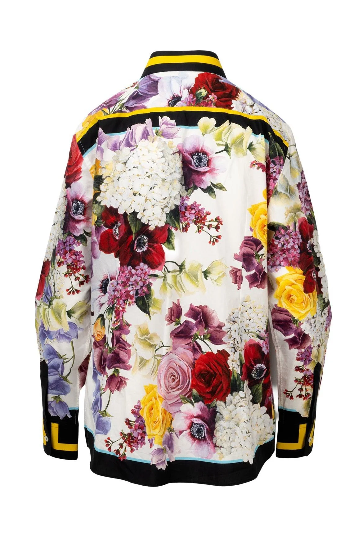 Dolce & Gabbana Size L Floral Contrast Trim Detail Shirt - Image 2