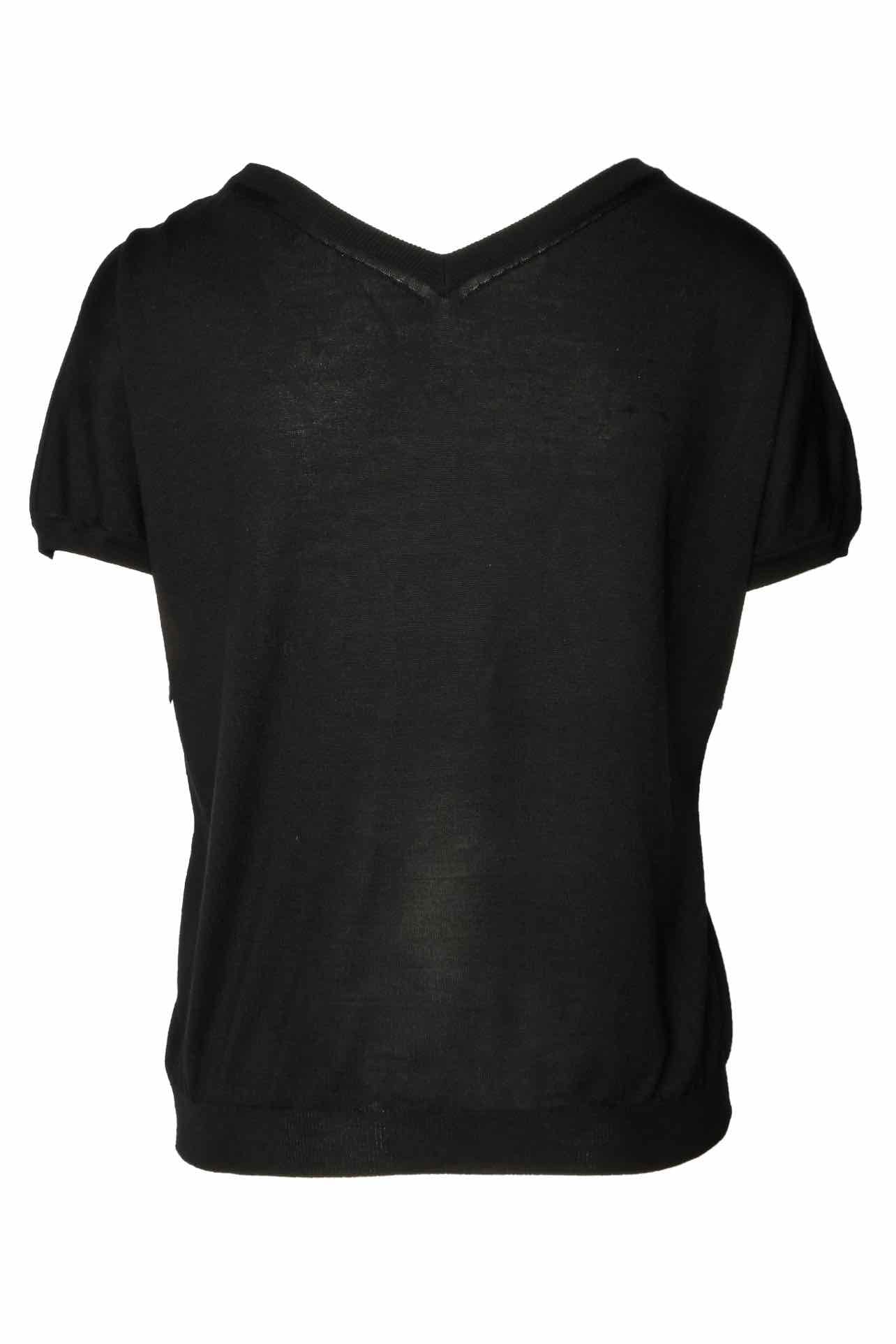 Dolce & Gabbana Size L Safety Pink Embellished V Neck Silk Tops - Image 2