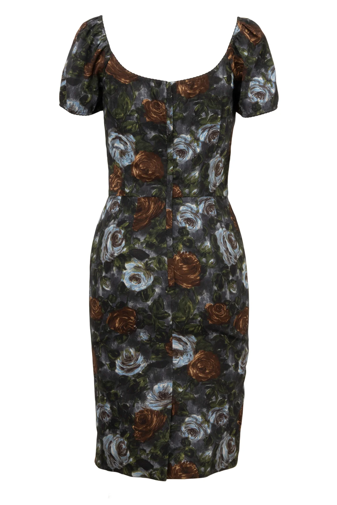 Dolce & Gabbana Size XS/S Brown & Blue Rose Floral Silk Mini Dress - Image 2