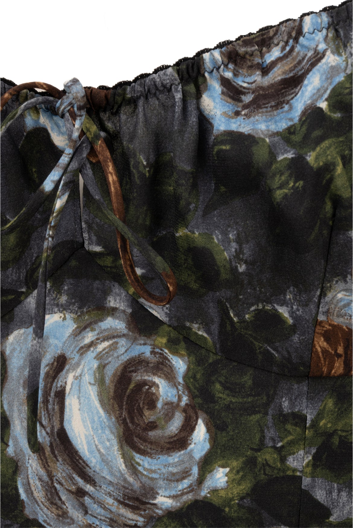 Dolce & Gabbana Size XS/S Brown & Blue Rose Floral Silk Mini Dress - Image 3