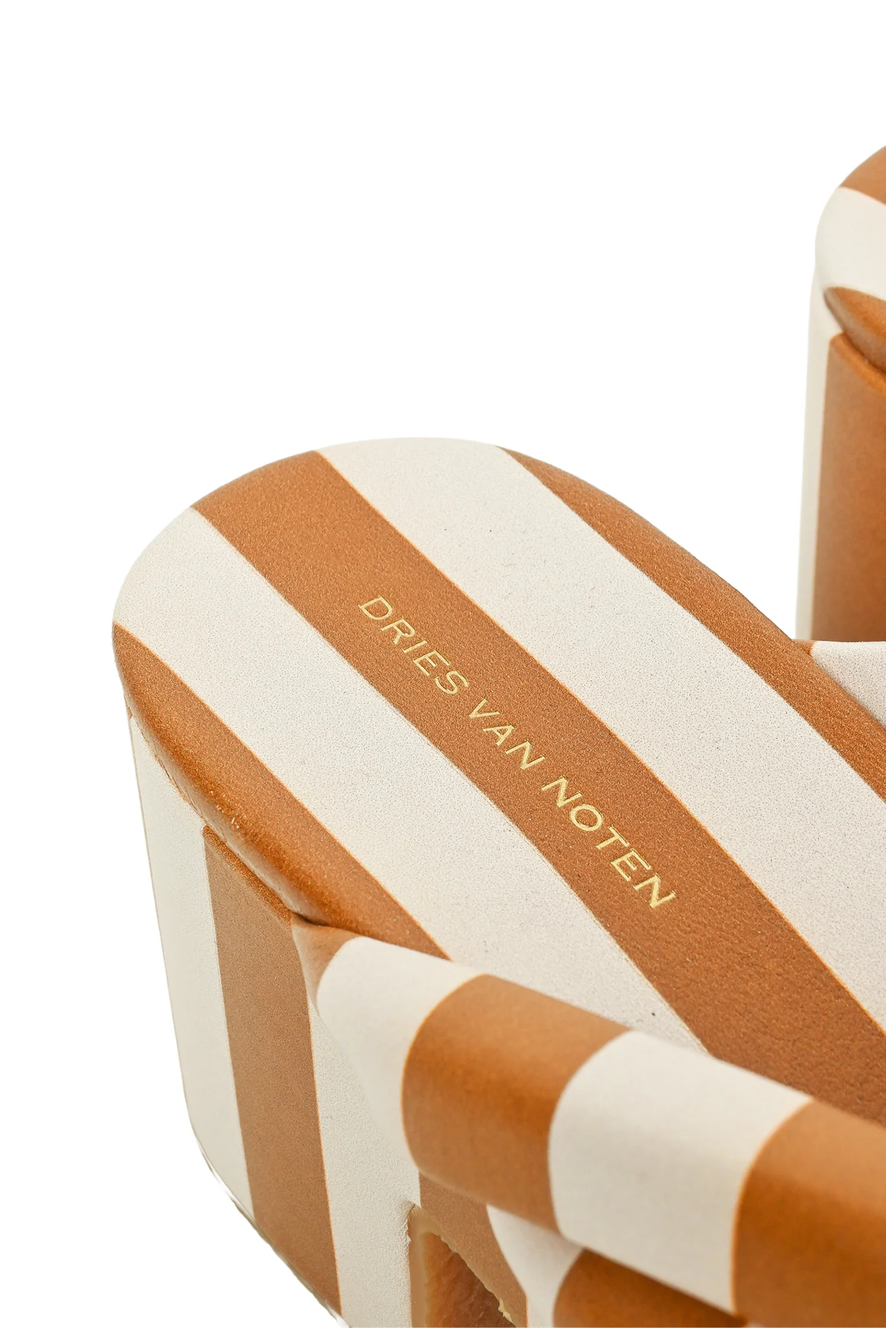 Dries Van Noten Size 37.5 Striped Platform Sandals - Image 6