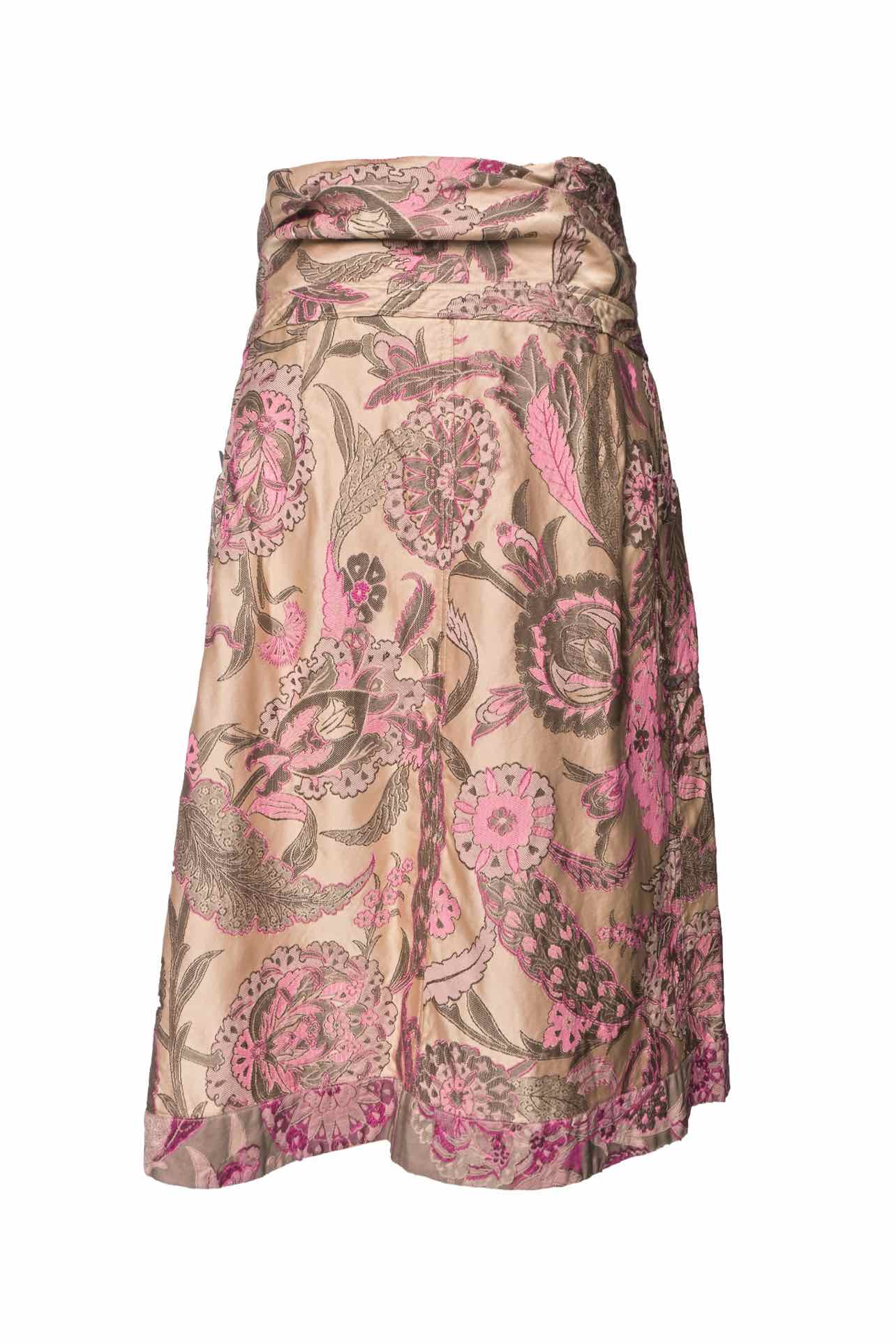 Dries Van Noten Size 38 Silk Pattern Midi Skirt - Image 2