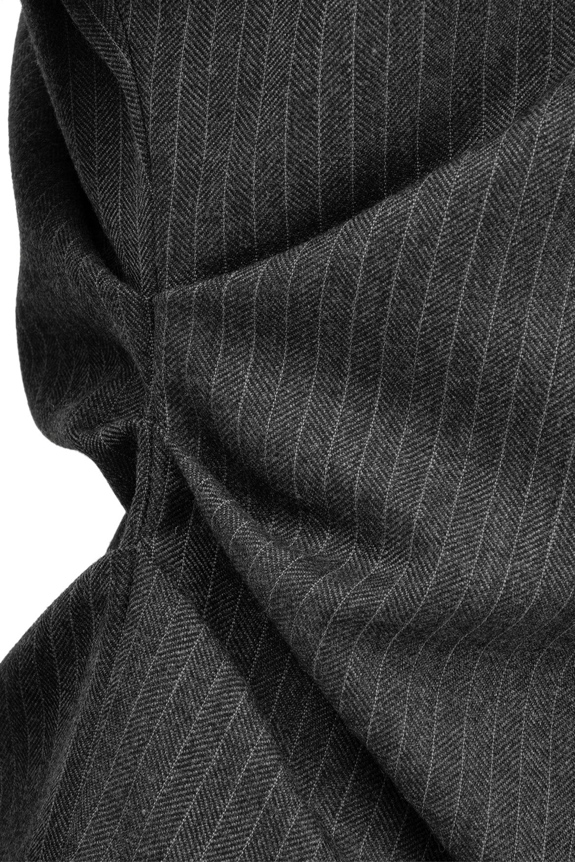 Dries Van Noten Size 6 Pinstripe Gathered Wool Tops - Image 3