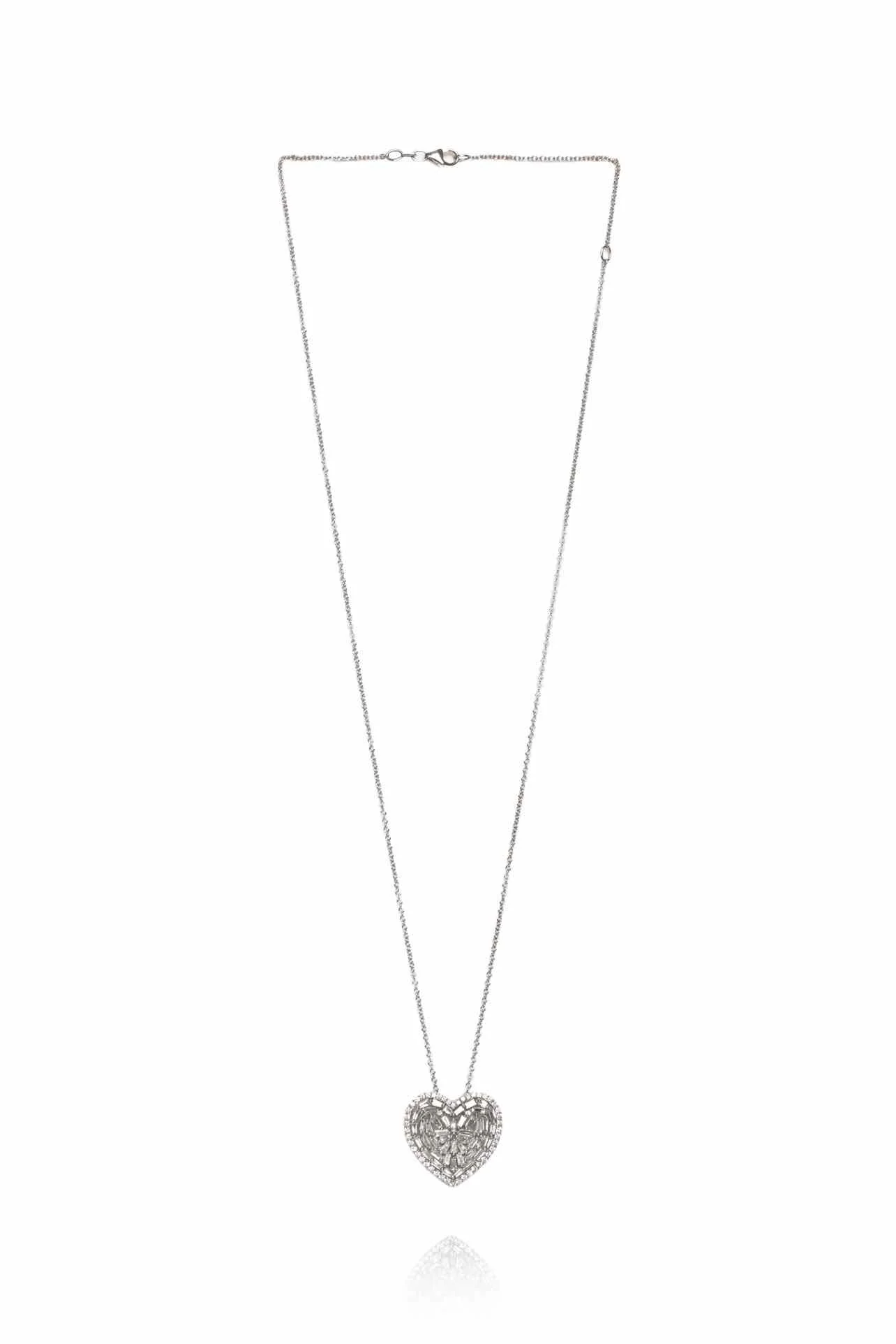 Effy 14K White Gold Diamond Heart Pendant Necklace - Image 2