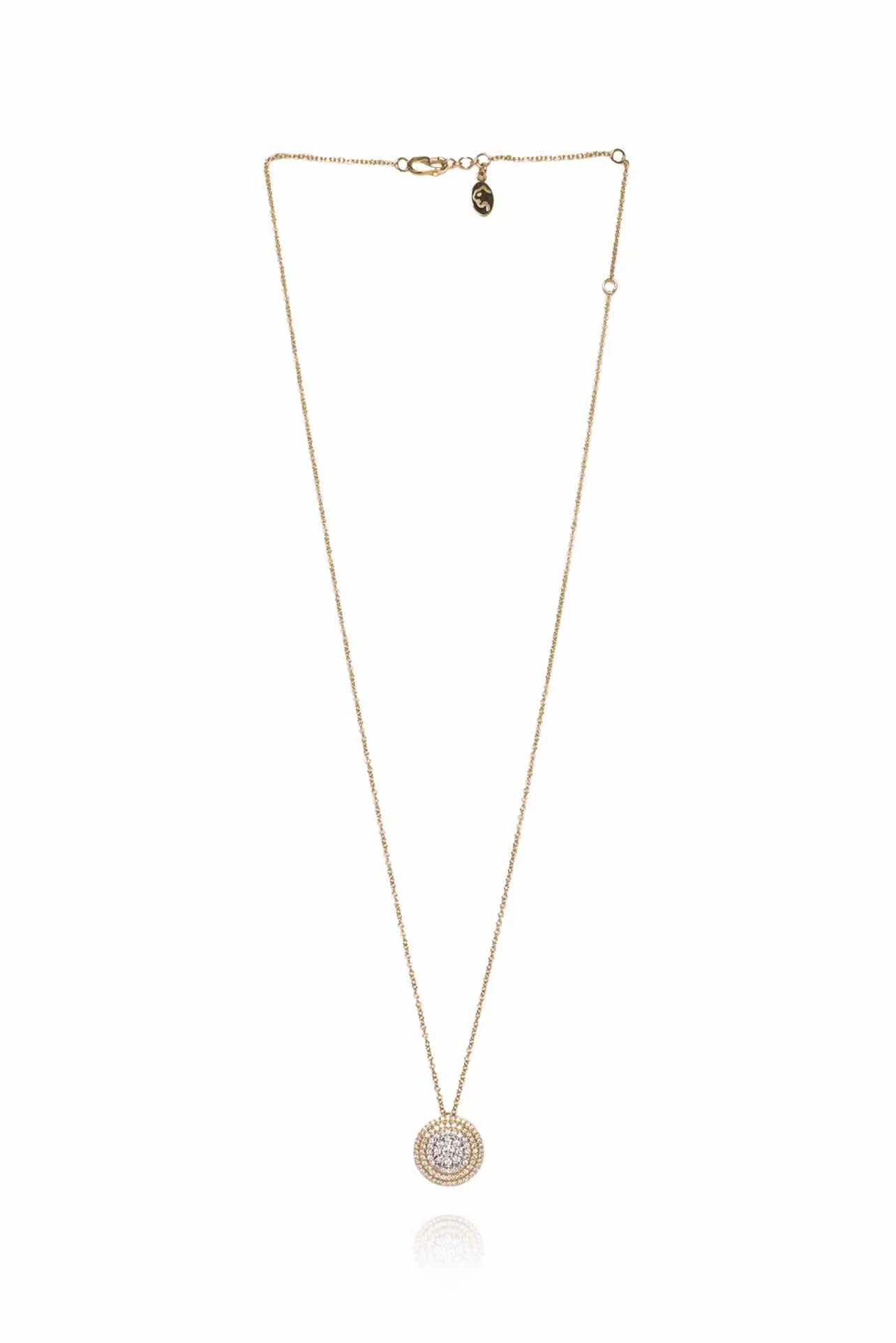 Effy 14K Yellow & White Gold Circle Diamond Pendant Necklace - Image 2