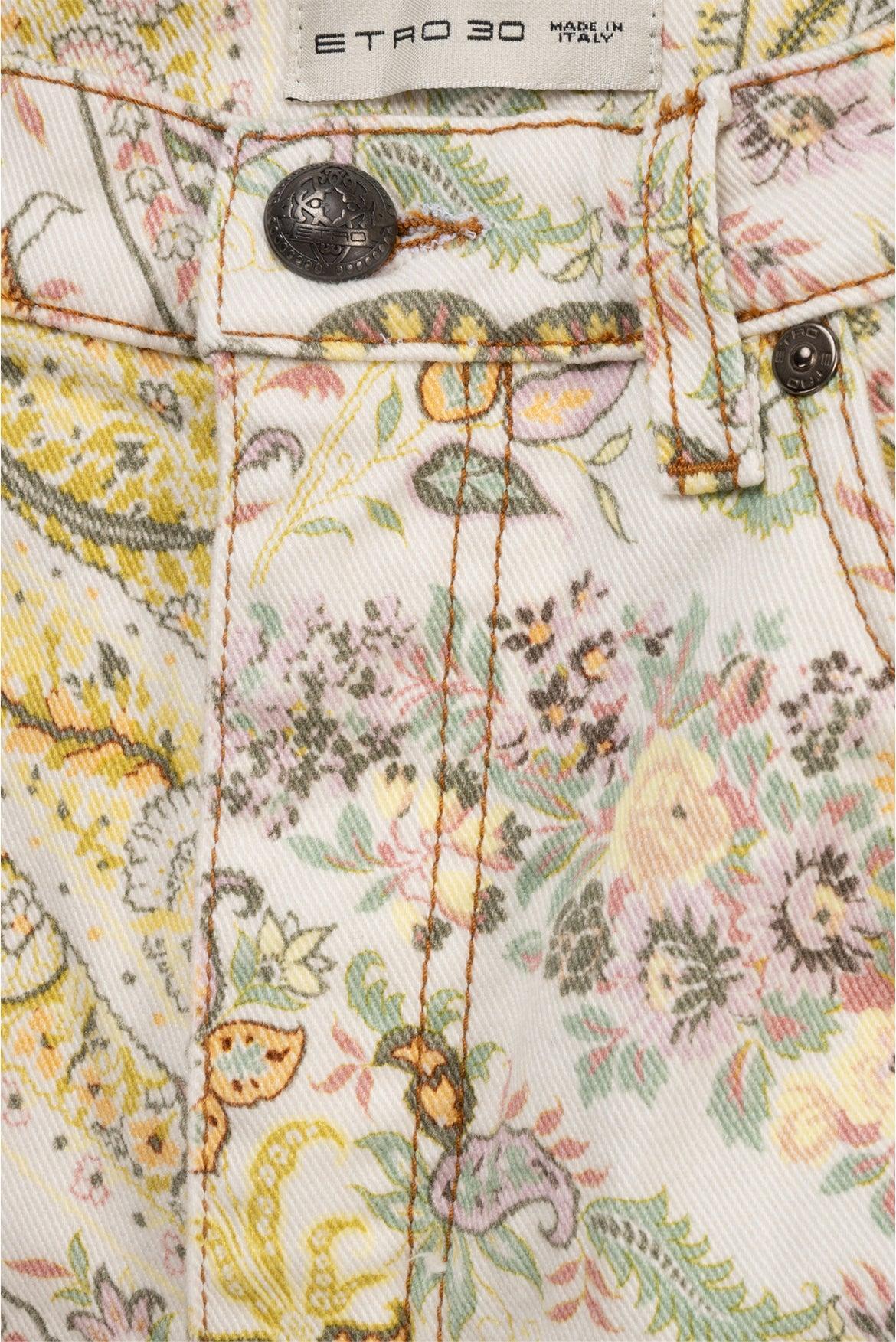 Etro Size 30 2019 Paisley Print Cotton Flared Jeans - Image 3