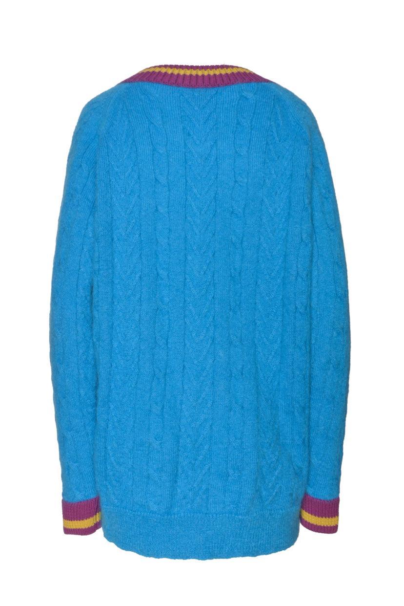 Etro Size 38 Embroidered Logo Cableknit Sweater - Image 2