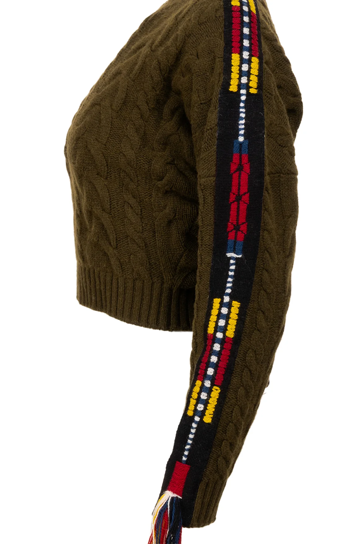 Etro Size 38 Palm Springs Cropped Embroidered Cable-knit Sweater - Image 3
